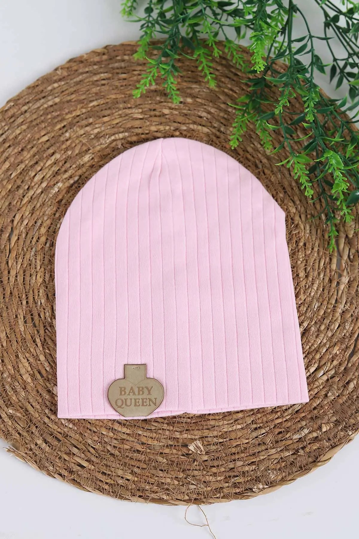 Kız Bebek %100 Pamuklu Fitilli Penye Bere BR19 - PEMBE