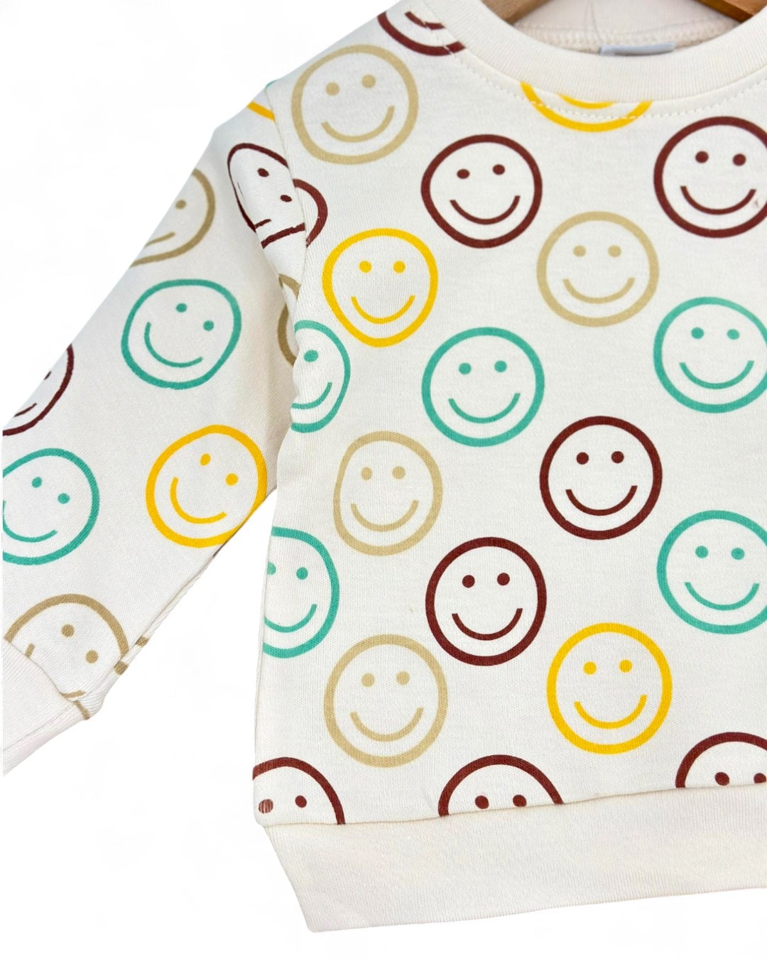 Erkek Bebek Smile Gülücük Baskılı Yeni Doğan 3-6-9-12 Aylık 2 İplik Mevsimlik Alt Üst Bebek Takımı R1219