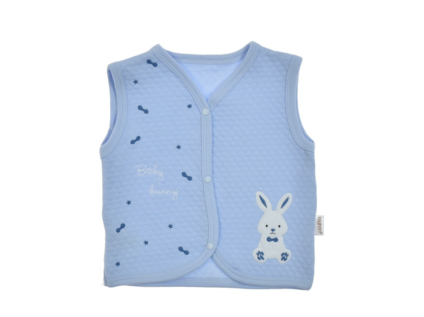 YENİ DOĞAN BEBEK 0-3-6-9-12 AY TAVŞAN DETAYLI YELEK R1895 - AÇIK MAVİ