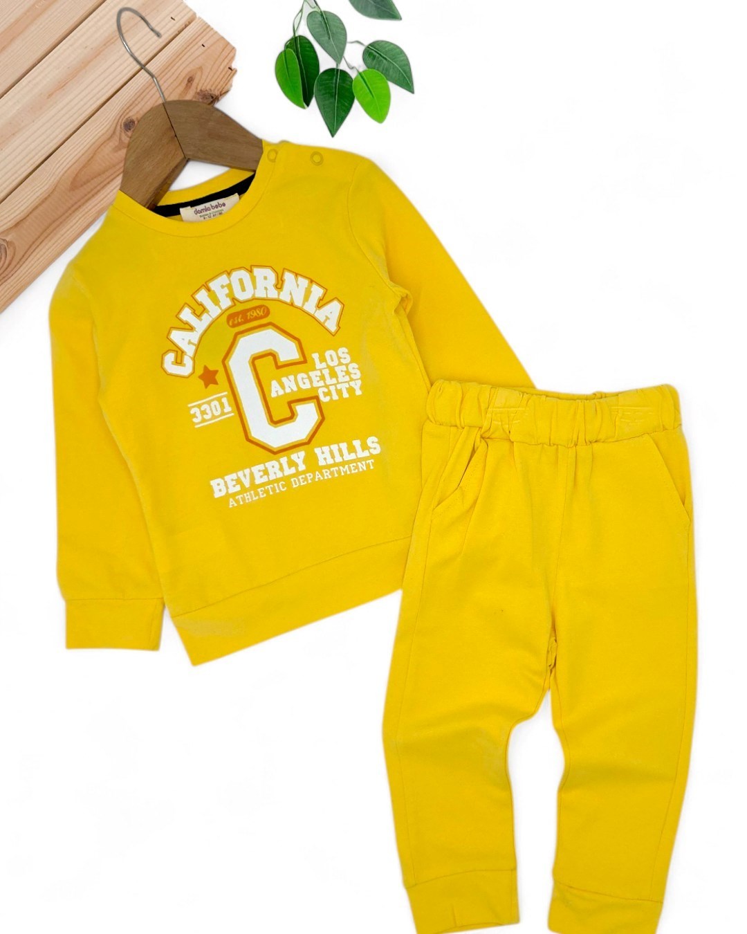 Erkek Bebek California Baskılı, Mevsimlik İnce Yumuşacık Günlük 3-6-9-12-18-24 Ay Takım R1146 - SARI
