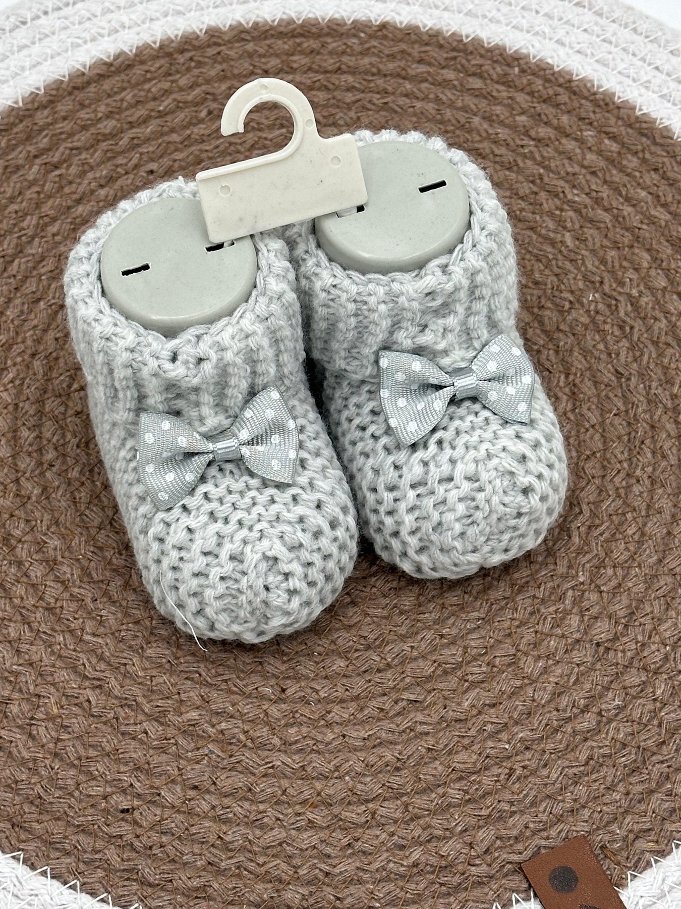 Yeni Doğan Bebek Örme Triko Bebek Patiği / Panduf Px9 - GRİ