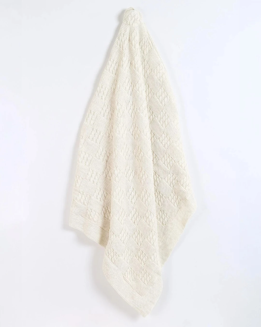 80x95 Cm İçi Peluş Dışı Trİko Örgü Bebek Battaniyesi R2353 - EKRU