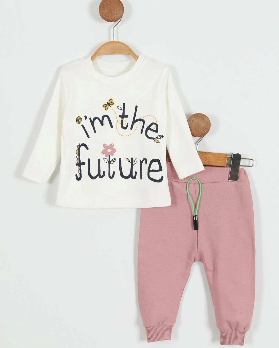 Kız Bebek Yağmurluklu Kapüşonlu, 3 Parça Mevsimlik Alt Üst Takım l 3-6-9-12-18 Ay R2227