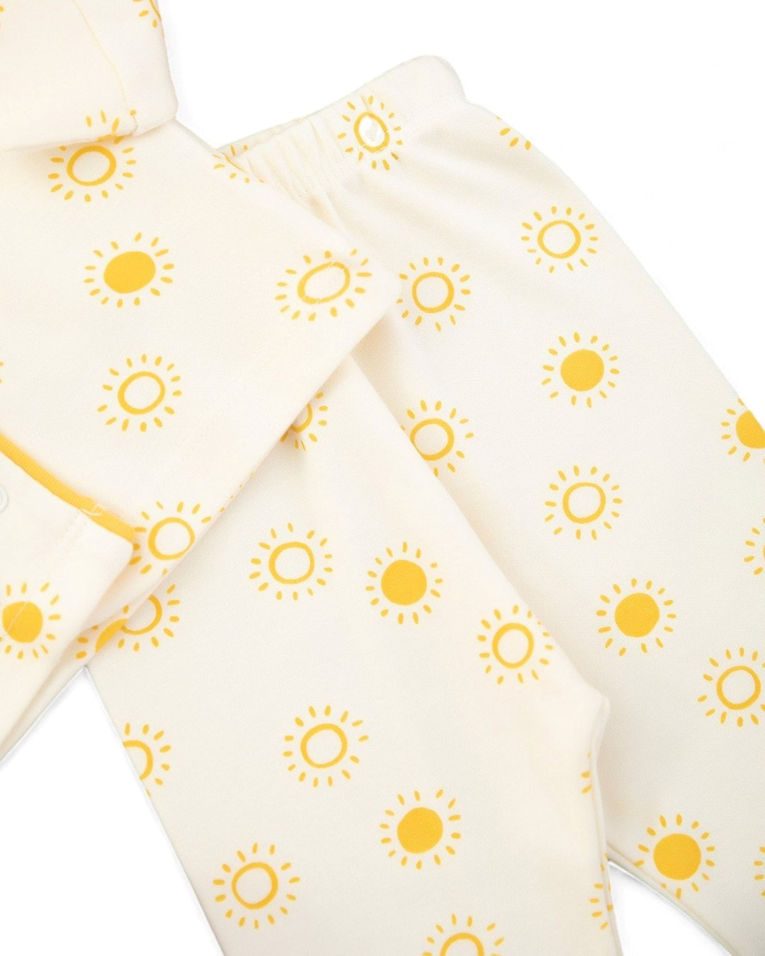 Güneş Baskılı Kruvaze Yakalı 3-6-9-12 Ay %100 Pamuklu Pijama Takımı l Gecelik Takımı R2042