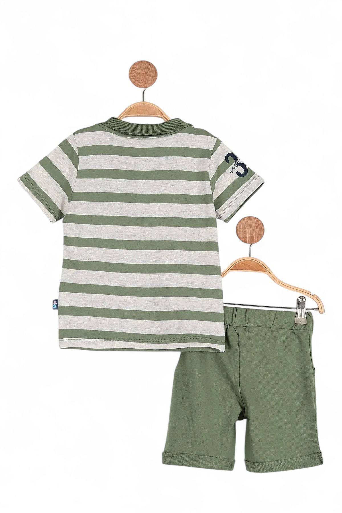 Erkek Çocuk Günlük Çizgili Polo Yakalı Şık T-shirt Ve Şort Alt Üst Takımı R499