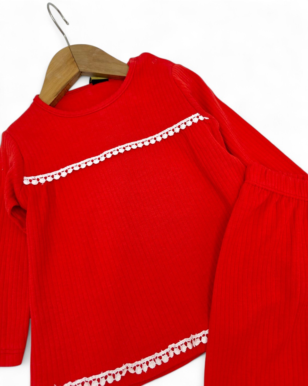 Kız Bebek 6-9-12-18-24 Aylık Fitilli Dantel Güpürlü %100 Pamuklu Mevsimlik Bebek Takımı R960
