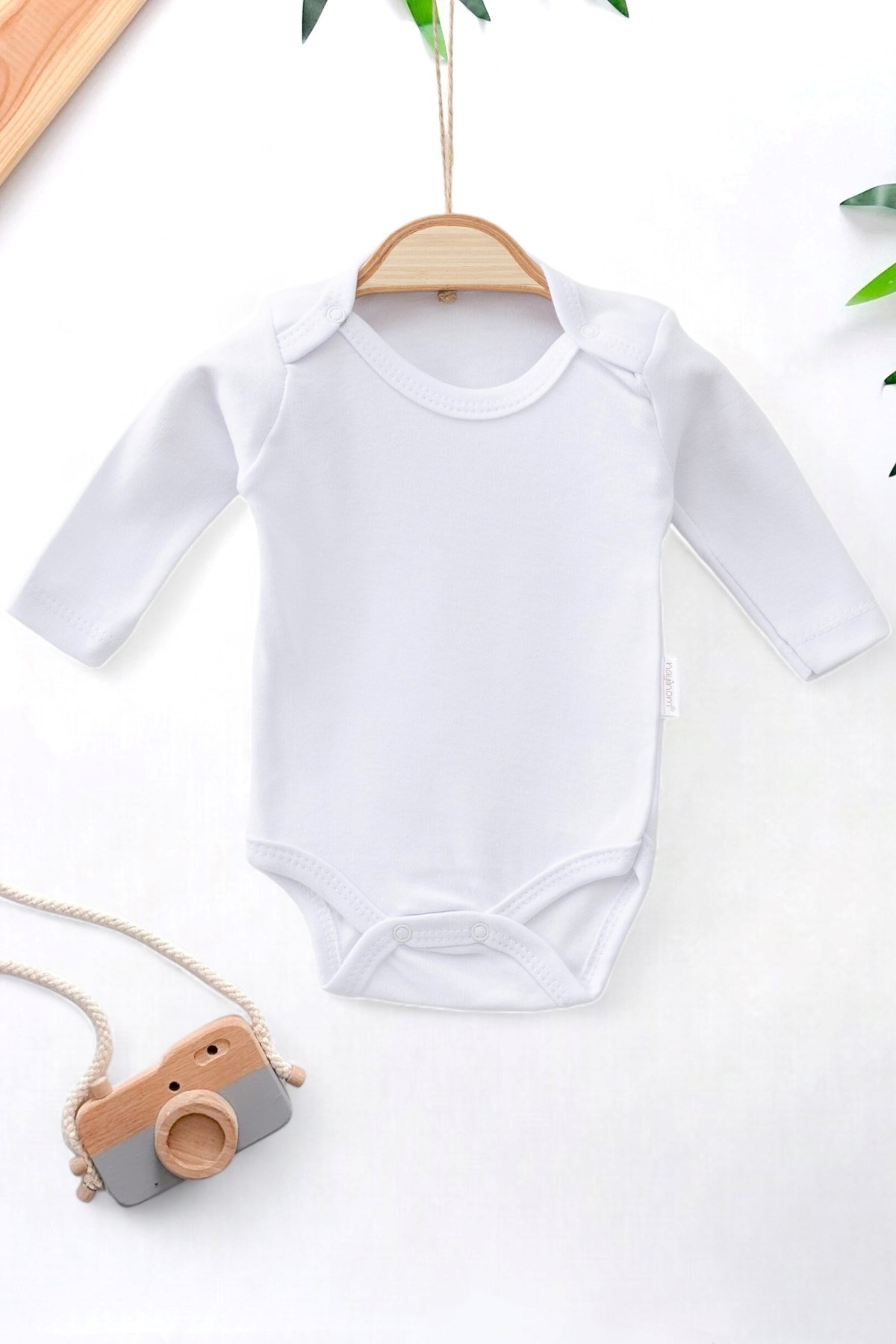 UZUN KOLLU DÜZ BASKISIZ BEBEK ÇITÇITLI BODY, ZIBIN, ATLET 0-3 YAŞ R1050 - BEYAZ