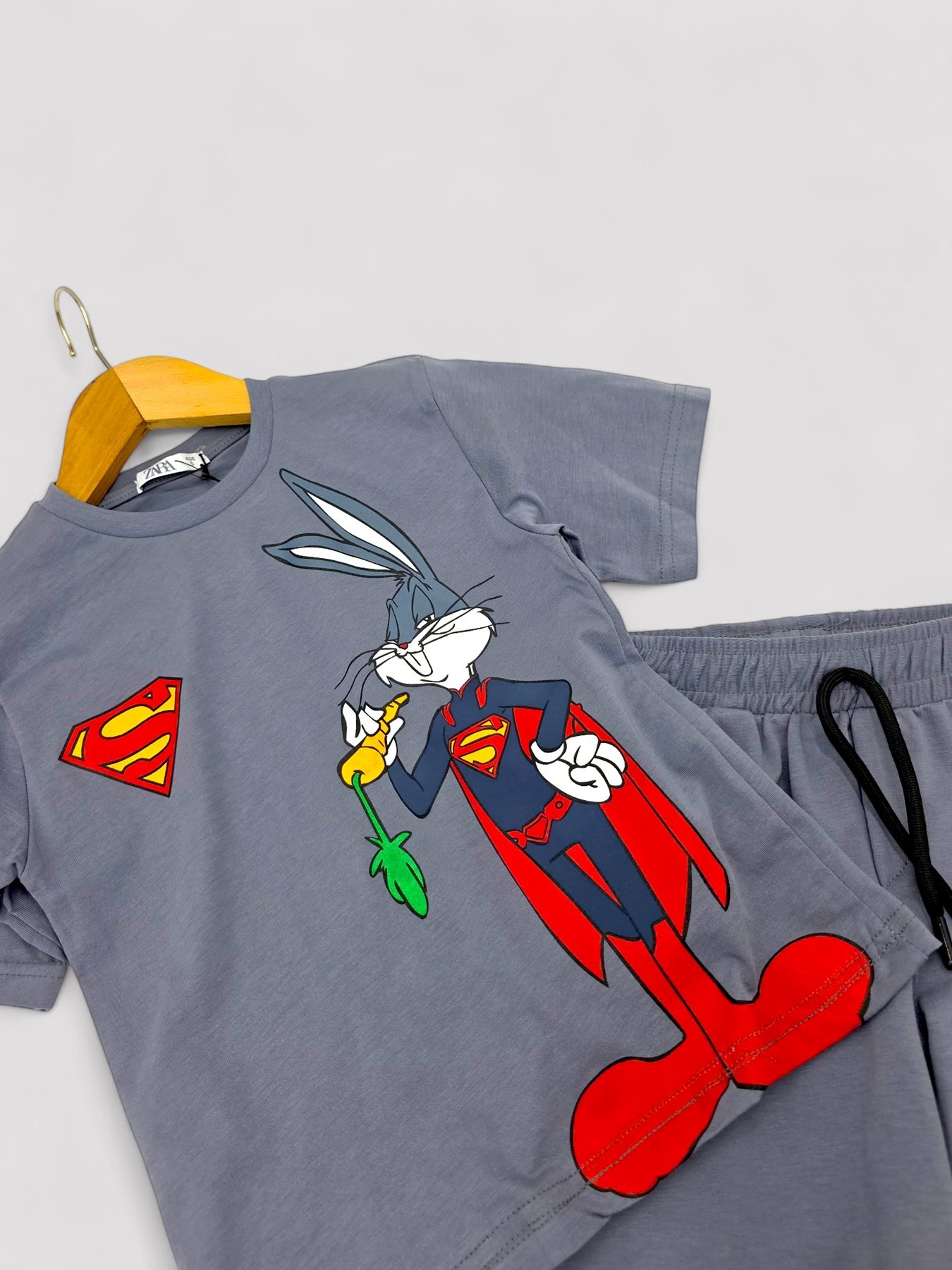 ERKEK ÇOCUK BUGS BUNNY BASKKILI ŞORTLU OVERSİZE YAZLIK ALT ÜST TAKIM OT87