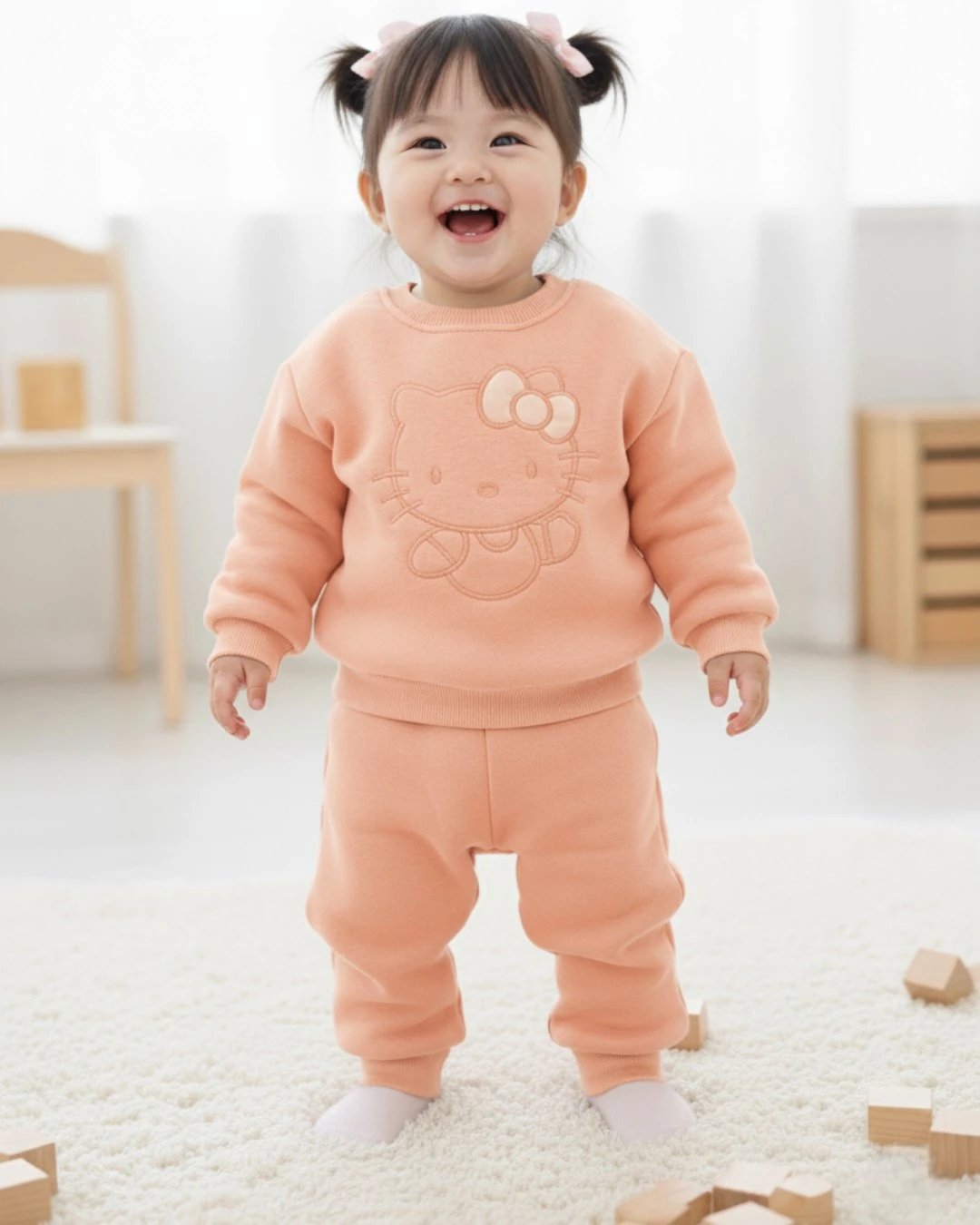 Kız Çocuk Kışlık Kalın 3 İp Şardonlu 2-3-4-5 Yaş Alt Üst Eşofman Takımı l DAR KALIPTIR. R2361 - SOMON