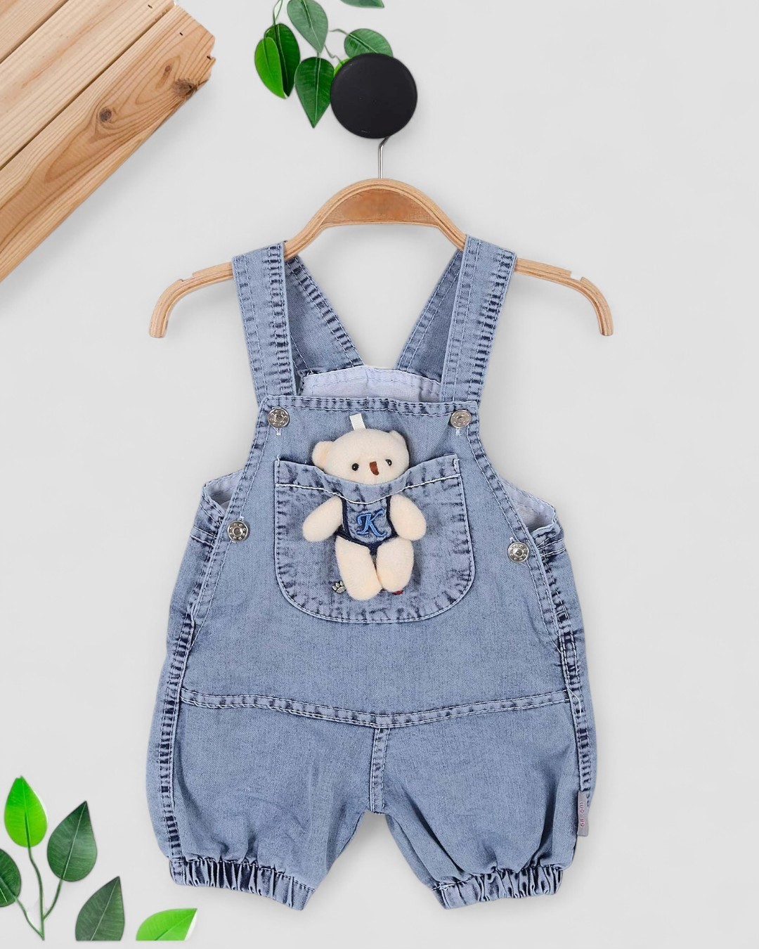 ERKEK ÇOCUK YAZLIK AYICIK AKSESUARLI KOT SALOPET VE İÇ İÇ T-SHIRTLÜ TAKIM R1851