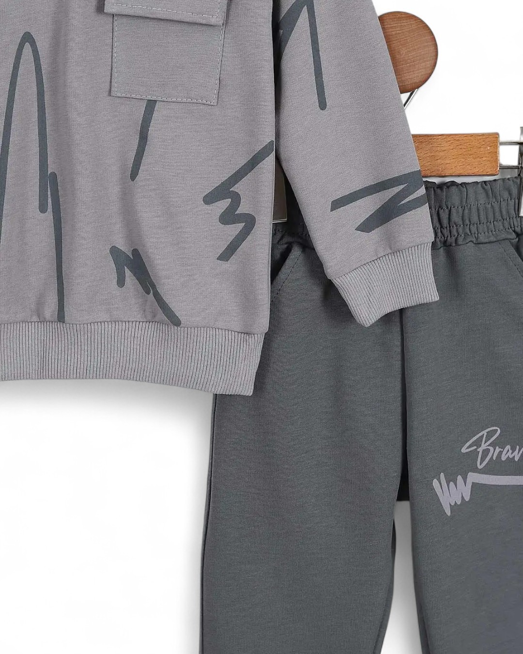 Erkek Çouk Baskılı Mevsimlik Sweatshirt ve Eşofman Altlı 2-10 Yaş Eşofman Takımı R2118