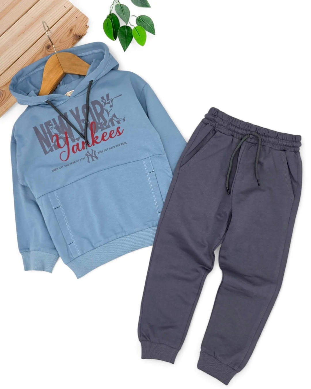 Erkek Çocuk Mevsimlik Kapüşonlu 2-3-4-5-6 Yaş 2 İplik Eşofman Takımı R2129