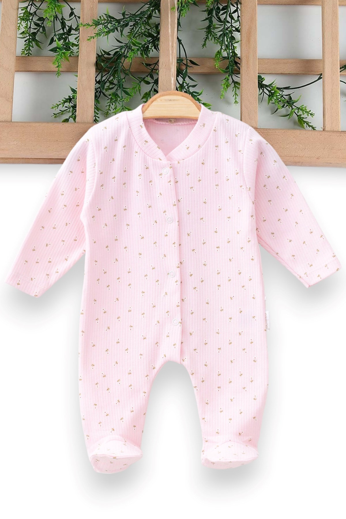 KIZ BEBEK MEVSİMLİK PATİKLİ ÇITÇITLI ÇİÇEK BASKILI YENİ DOĞAN TULUM 0-6 AY R953 - PEMBE