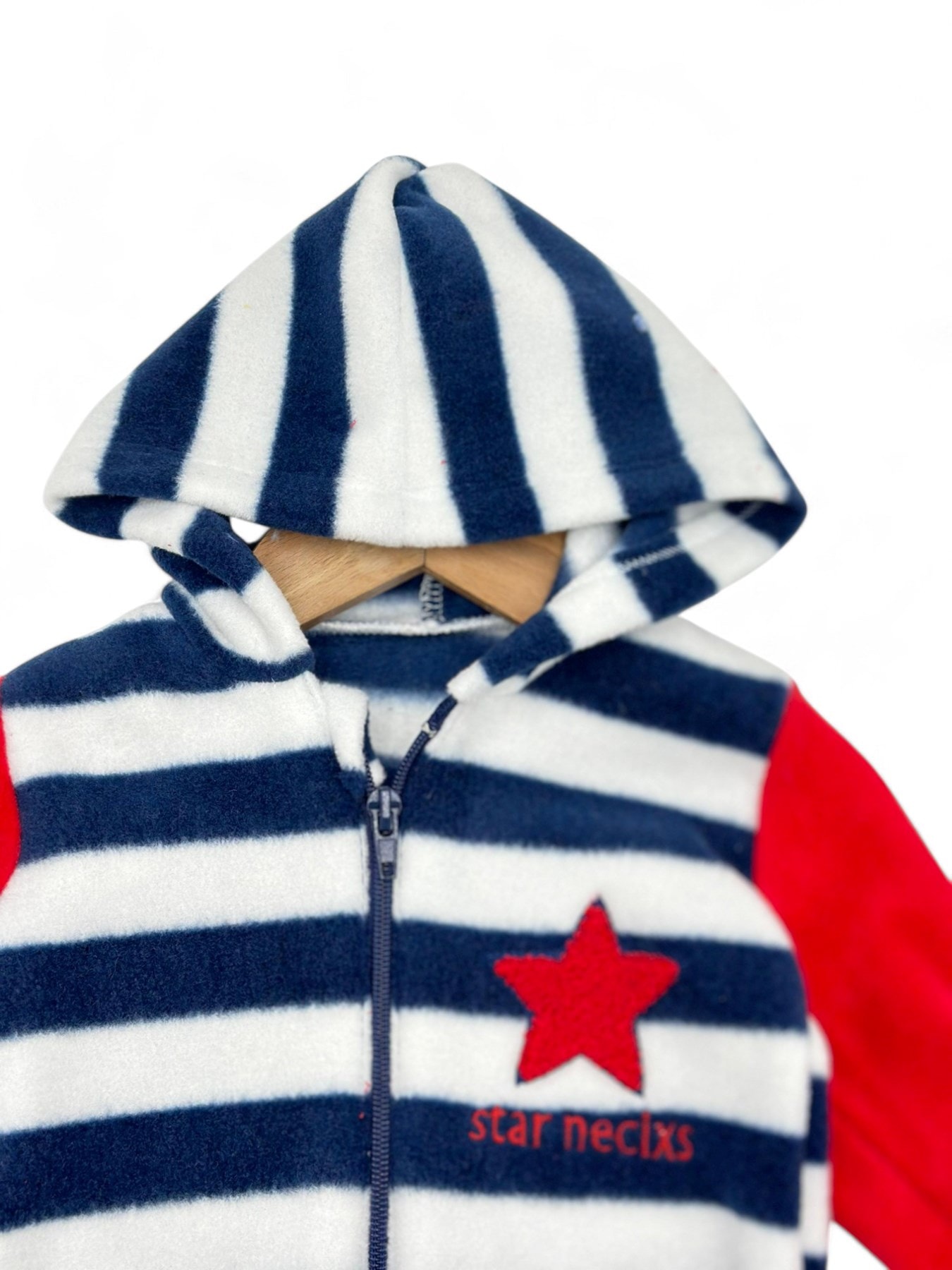 Erkek  Bebek Kışlık Fermuarlı Çizgili Kulak Detaylı Welsoft Tulum 3-6-9-12 Ay R1324