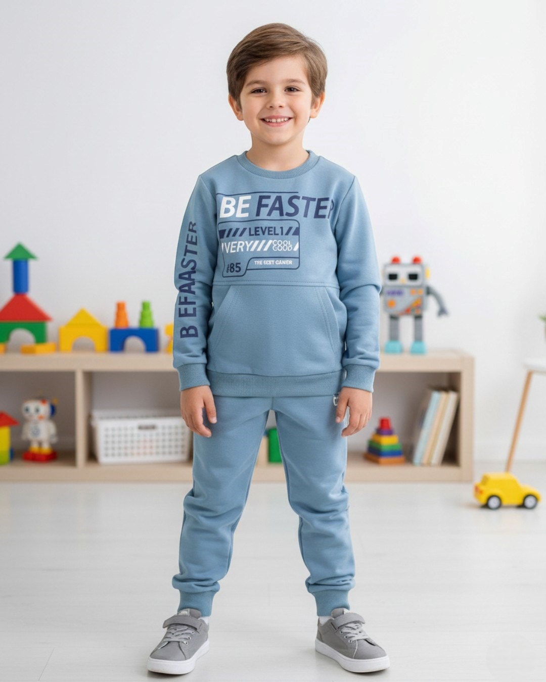 Erkek Çocuk Mevsimlik Compact Cep Detaylı 2 İp Mevsimlik Eşofman Takımı (2-10 Yaş) R1992 - MAVİ