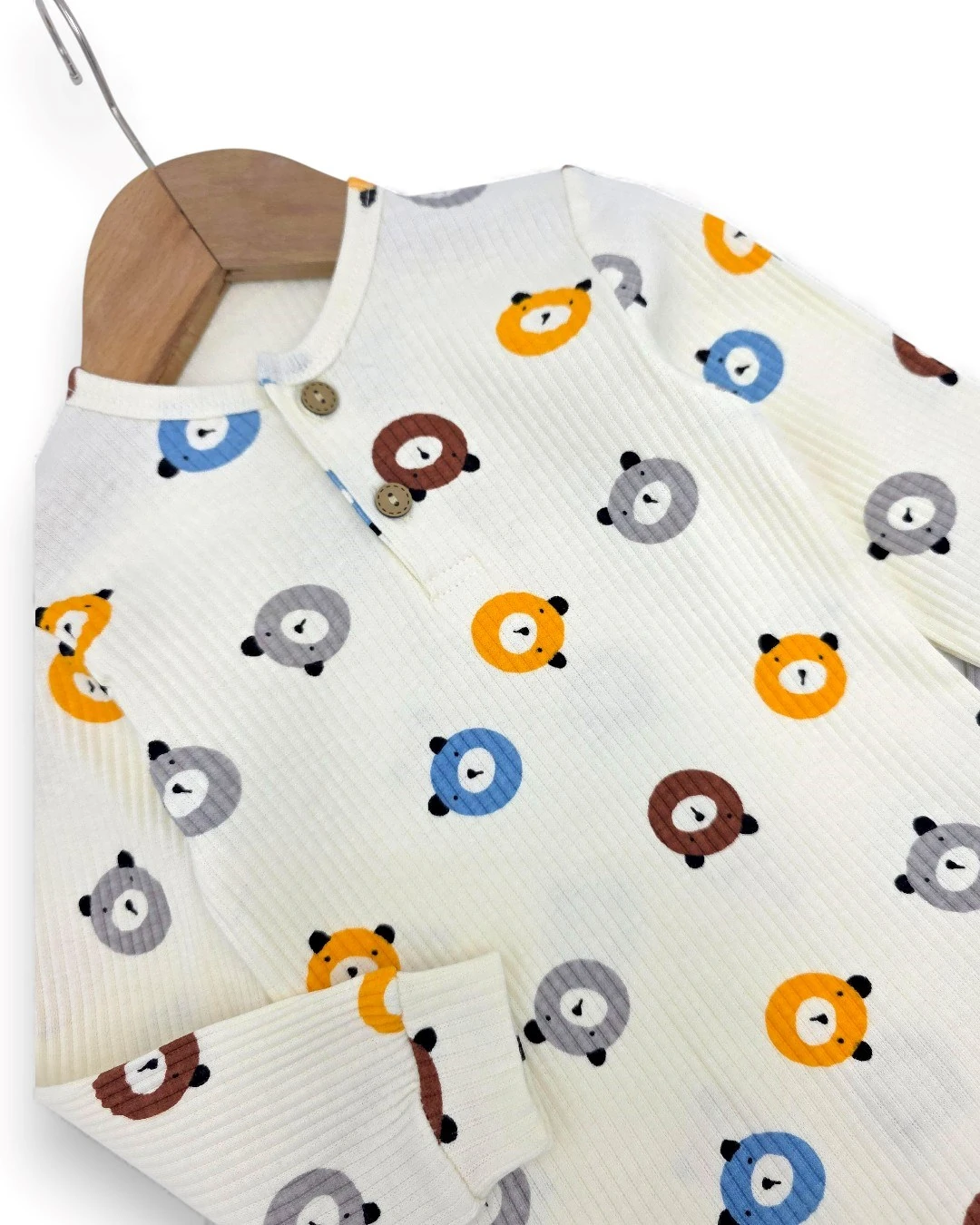 Erkek Bebek Fitilli Mevsimlik Sevimli Ayıcık Baskılı 6-9-12-18-24 Ay Ribanalı Alt Üst Şık Takım R2382