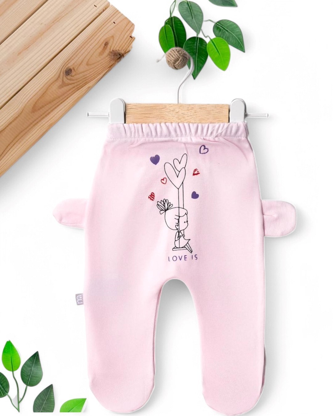 KIZ BEBEK YENİ DOĞAN BASKILI MEVSİMLİK İNTERLOK 0-3-6-9-12 AY TEK ALT PİJAMA  TA8 - PEMBE