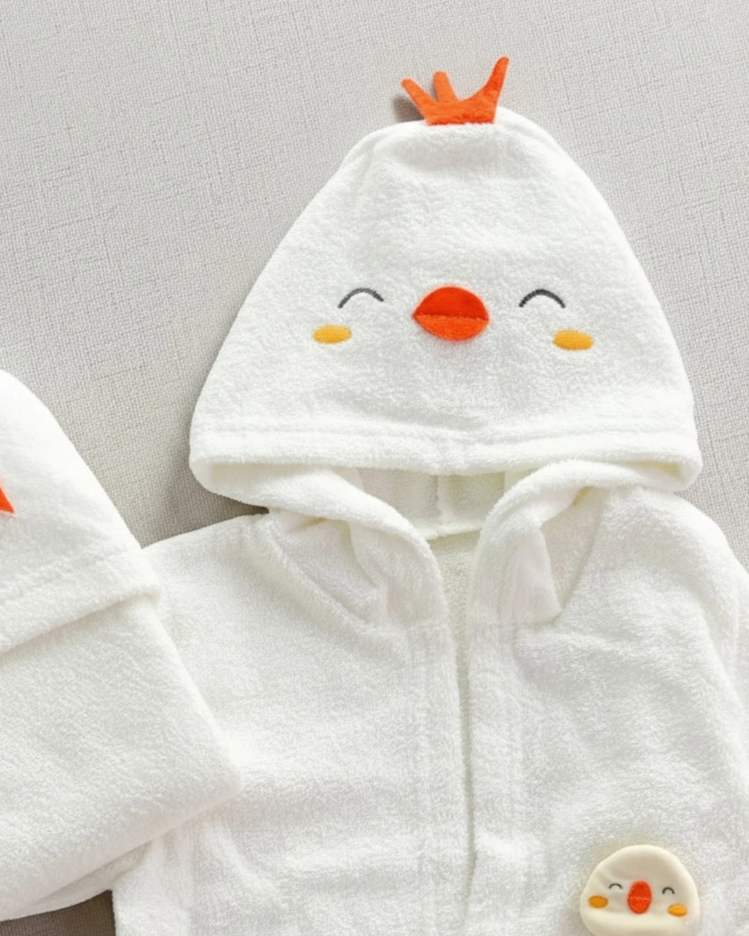 Bebek Kuş Nakışlı 4'lü Havlu & Bornoz Banyo Seti, Yeni Doğan Bornoz Takımı BN15