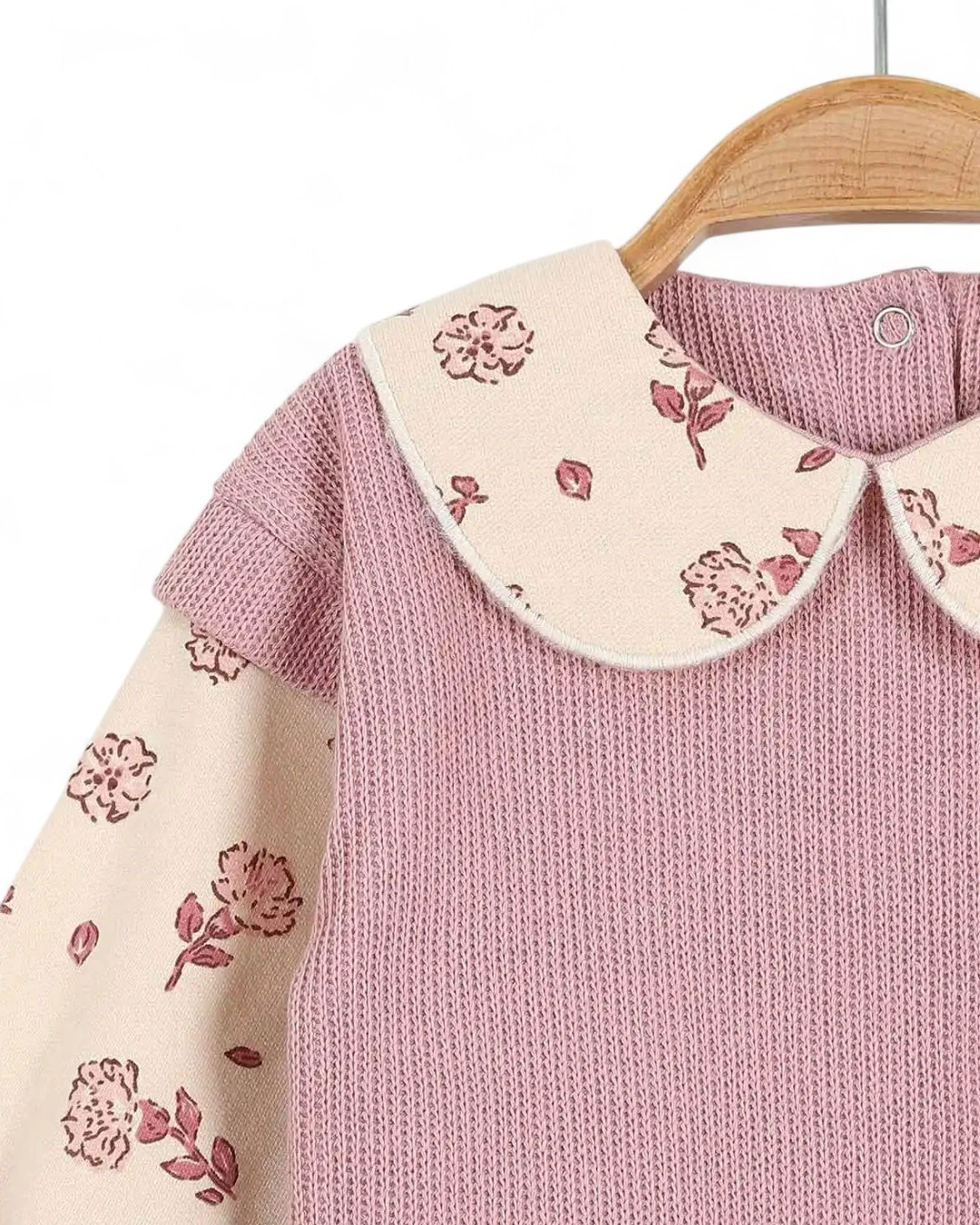 Kız Bebek Özel Tasarım Bebe Yakalı, Örme Triko 6-9-12-18-24 Ay Şık Bebek Takımı R2146