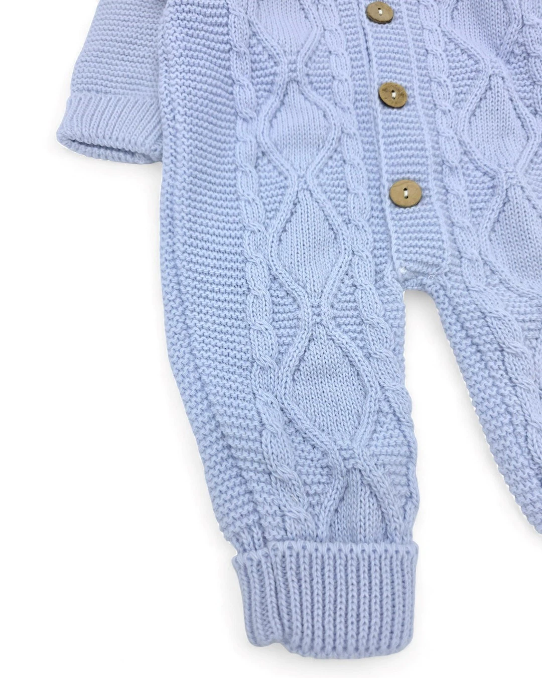 Kapüşonlu Düğmeli Kışlık Triko Tulum, 3-6-9-12 Ay Triko Tulum R2207