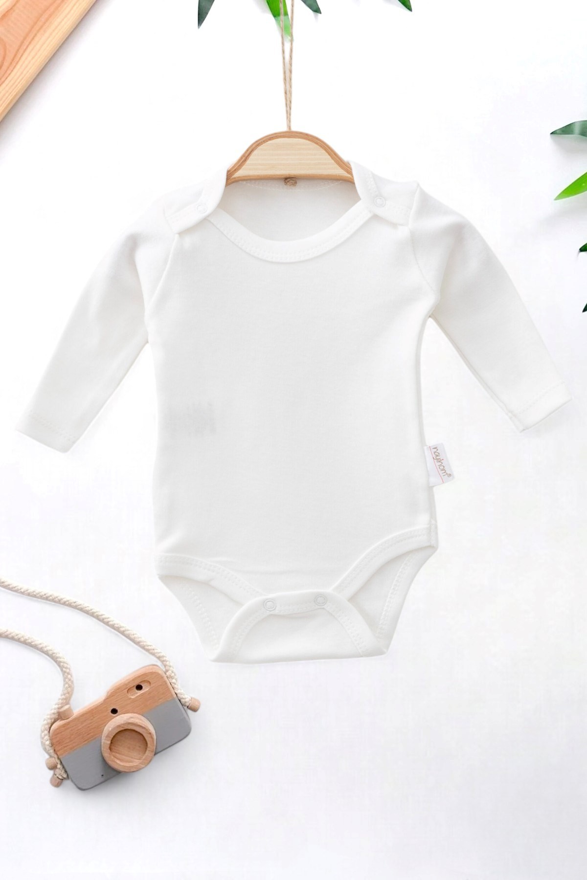 UZUN KOLLU DÜZ BASKISIZ BEBEK ÇITÇITLI BODY, ZIBIN, ATLET 0-3 YAŞ R1050 - EKRU