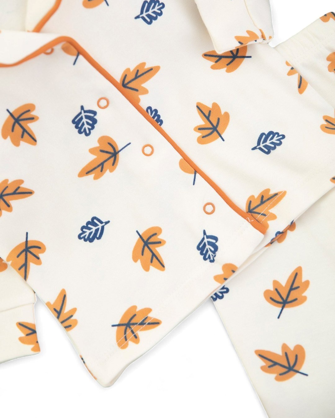 Yaprak Baskılı Kruvaze Yakalı 3-6-9-12 Ay %100 Pamuklu Pijama Takımı l Gecelik Takımı R2039