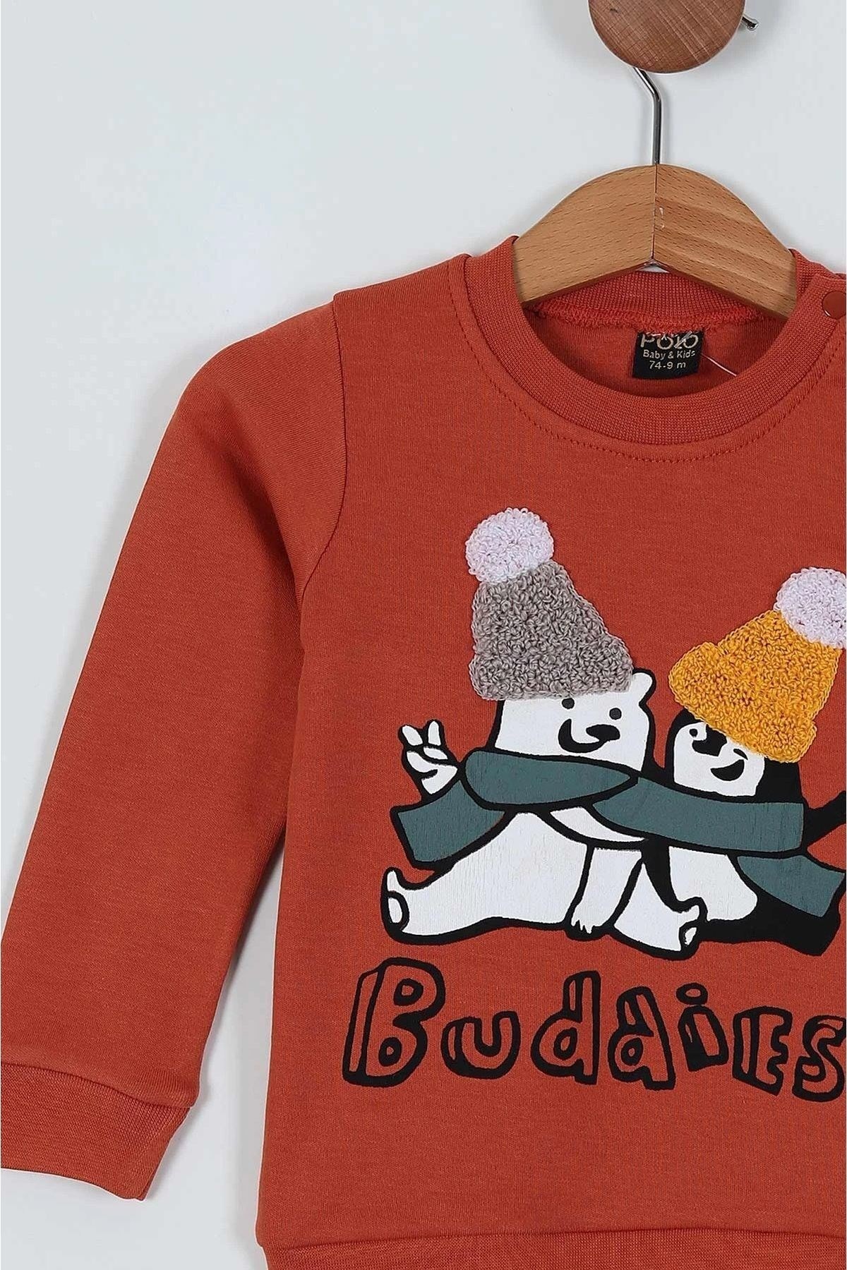 Erkek Bebek Mevsimlik Bisiklet Yaka Uzun Kollu Erkek Bebek Takımı 6-24 Ay R962