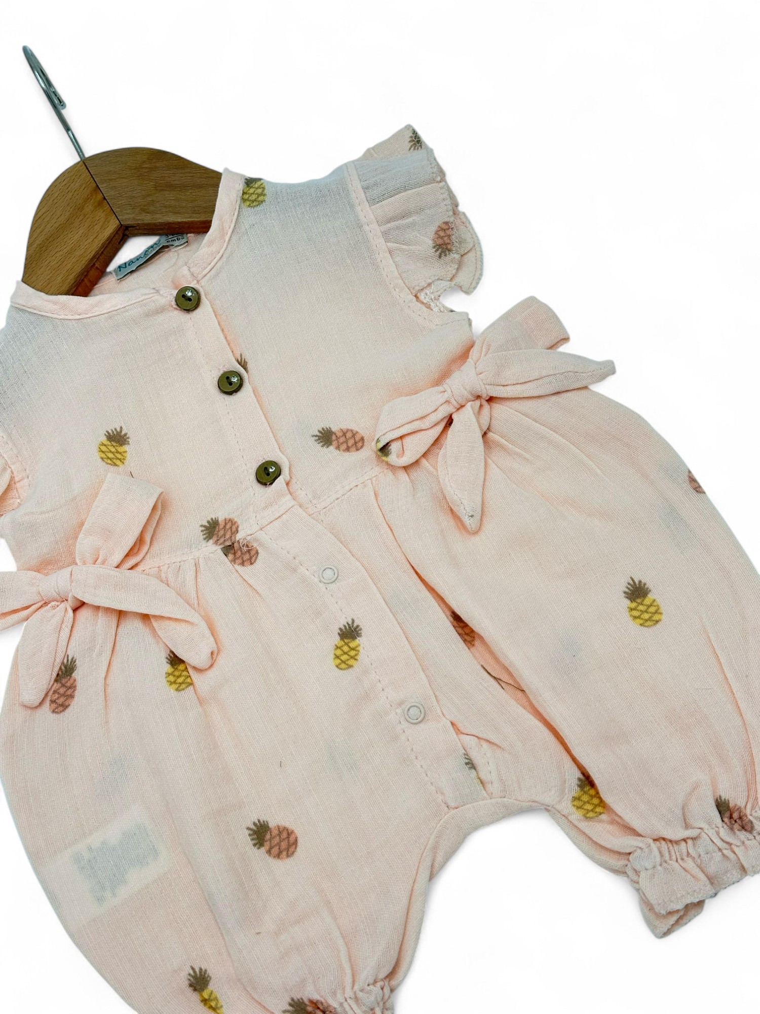 KIZ BEBEK ANANAS NAKIŞLI 3-6-9-12-18 AY YAZLIK MÜSLİN TULUM R1830