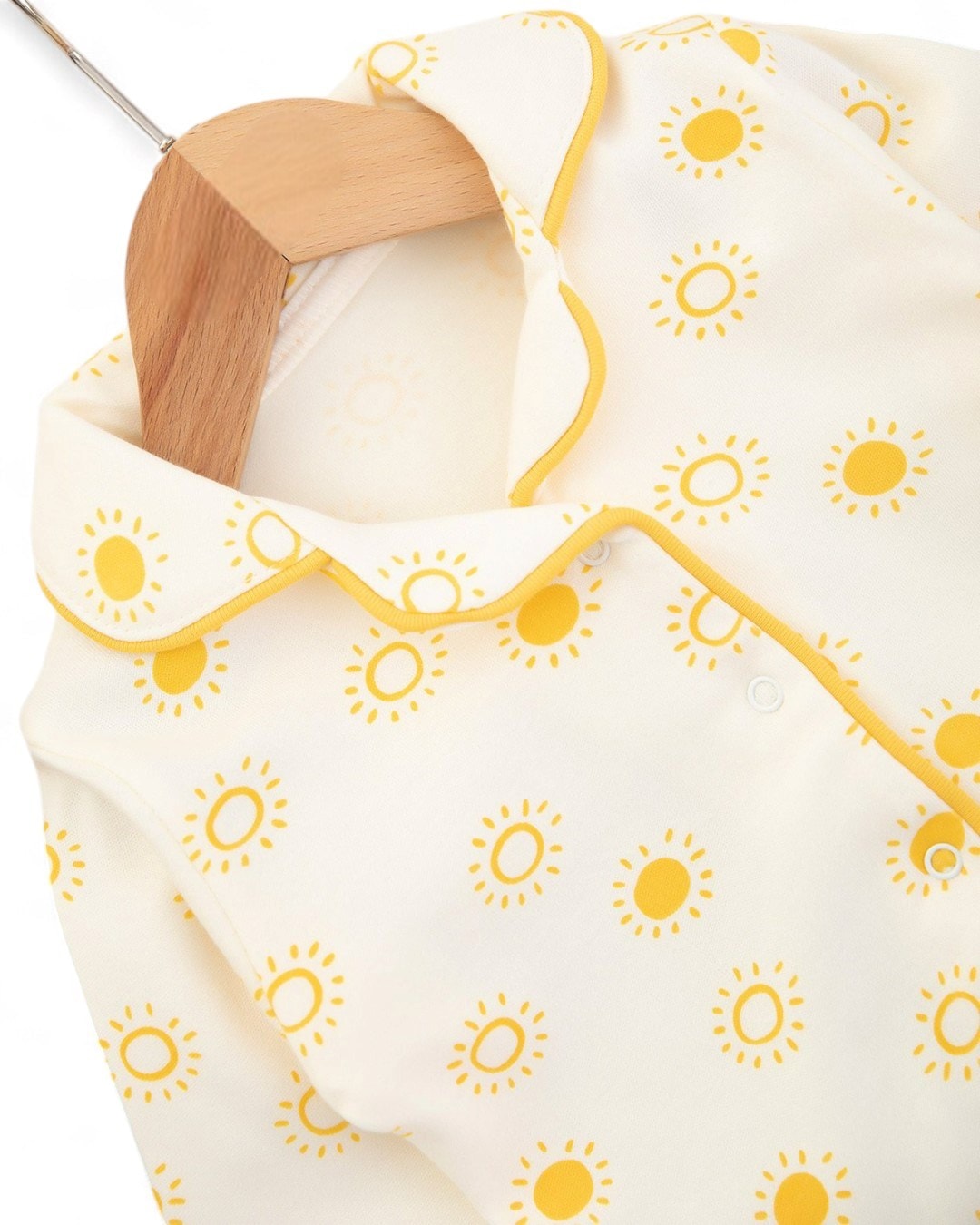 Güneş Baskılı Kruvaze Yakalı 3-6-9-12 Ay %100 Pamuklu Pijama Takımı l Gecelik Takımı R2042