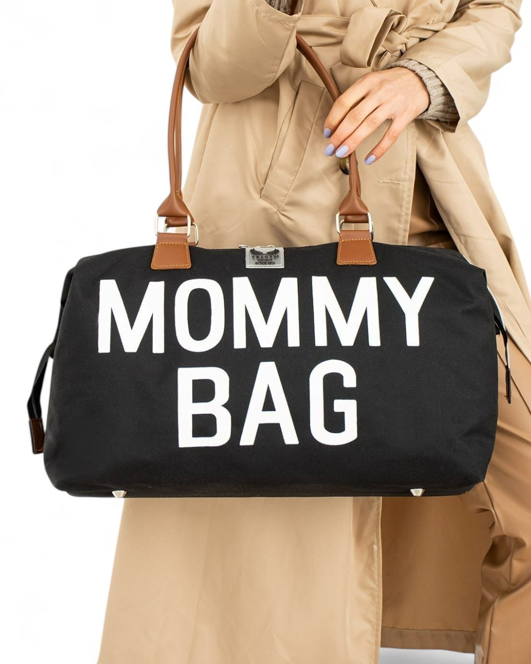 MOMMY BAG BASKILI ANNE BEBEK ÇANTASI TEK OMUZ R1984 - SİYAH