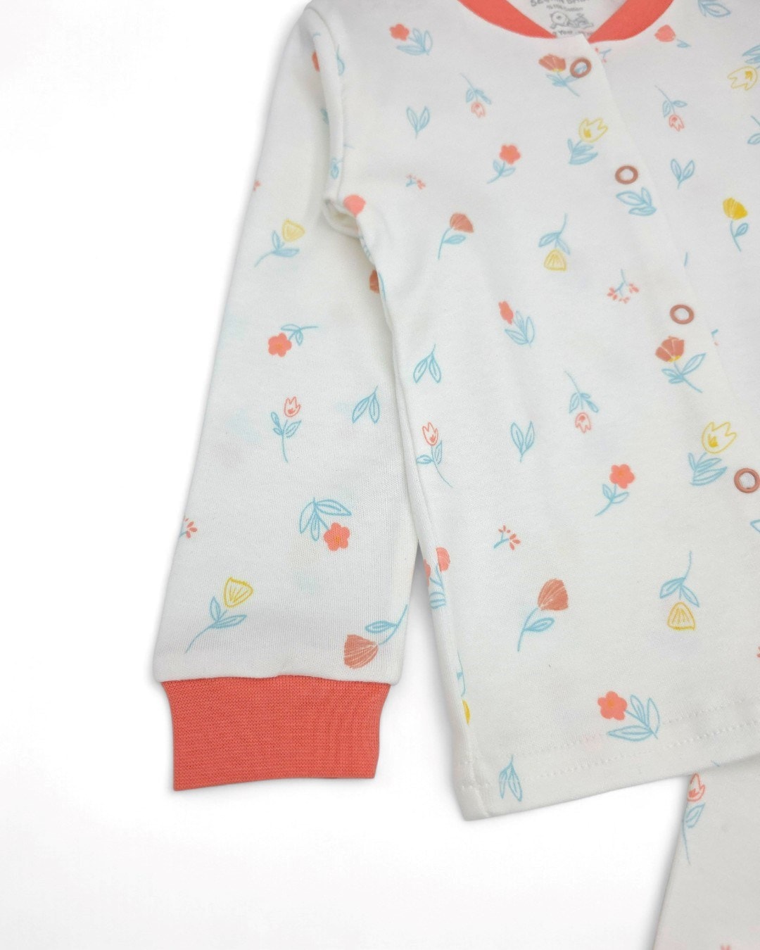 Kız Bebek Çiçekler Baskılı Mevsimlik %100 Pamuklu Çıtçıtlı Gecelik Pijama Takımı l 6-24 Ay R2252