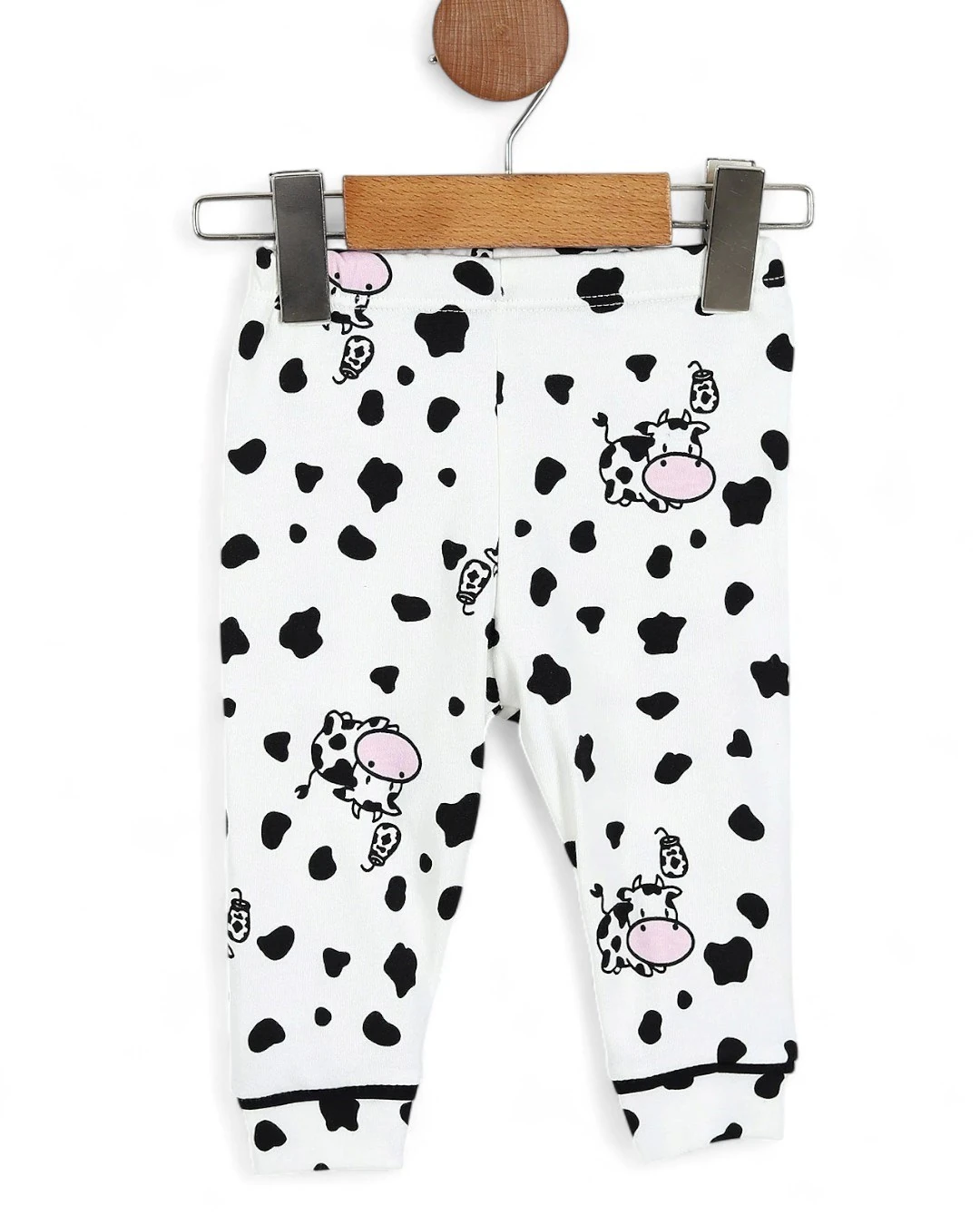 Mevsimlik İnek Baskılı Kruvaze Yakalı 6 Ay - 3 Yaş Gecelik Pijama Takımı R2181