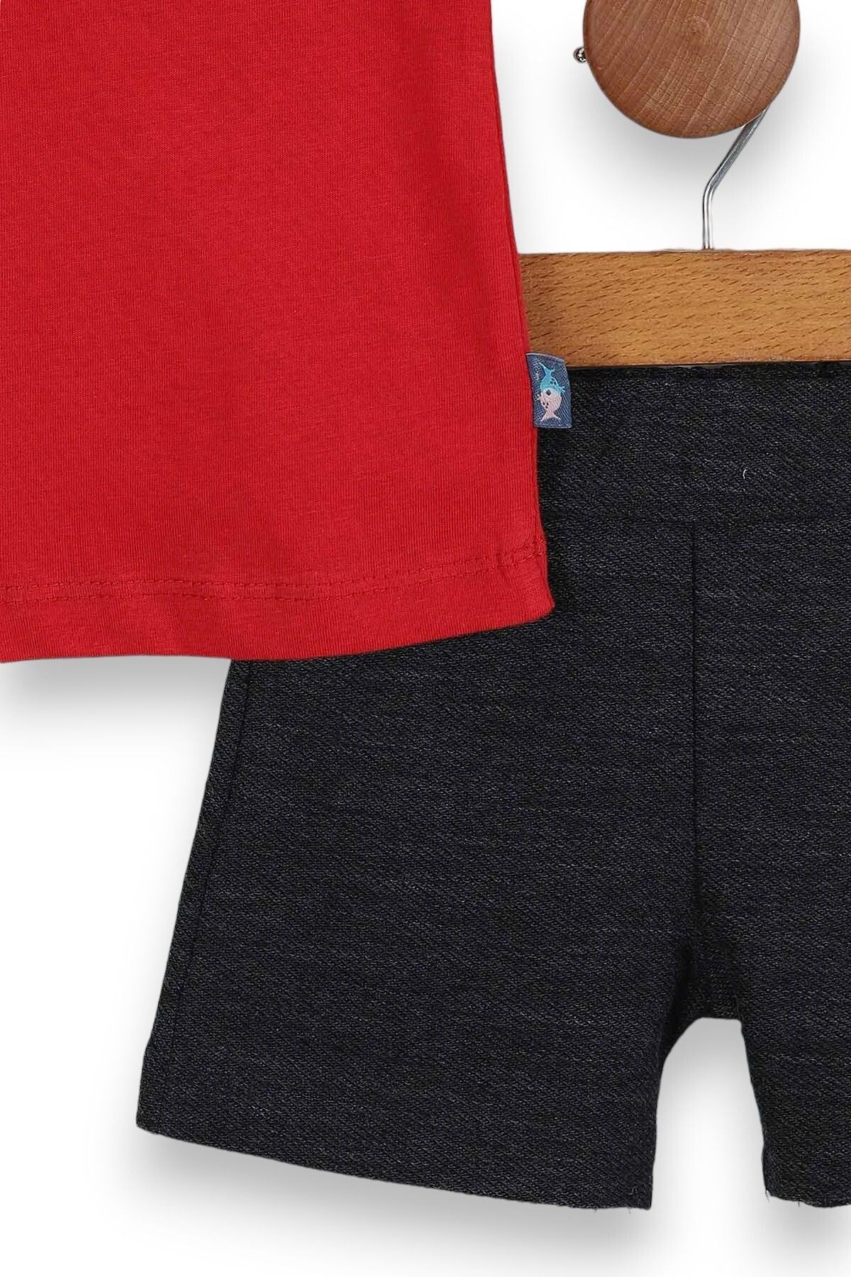 ERKEK BEBEK YAZLIK POLO YAKALI YENGEÇ NAKIŞLI DOKUMA ŞORTLU 6-24 BEBEK TAKIMI R902