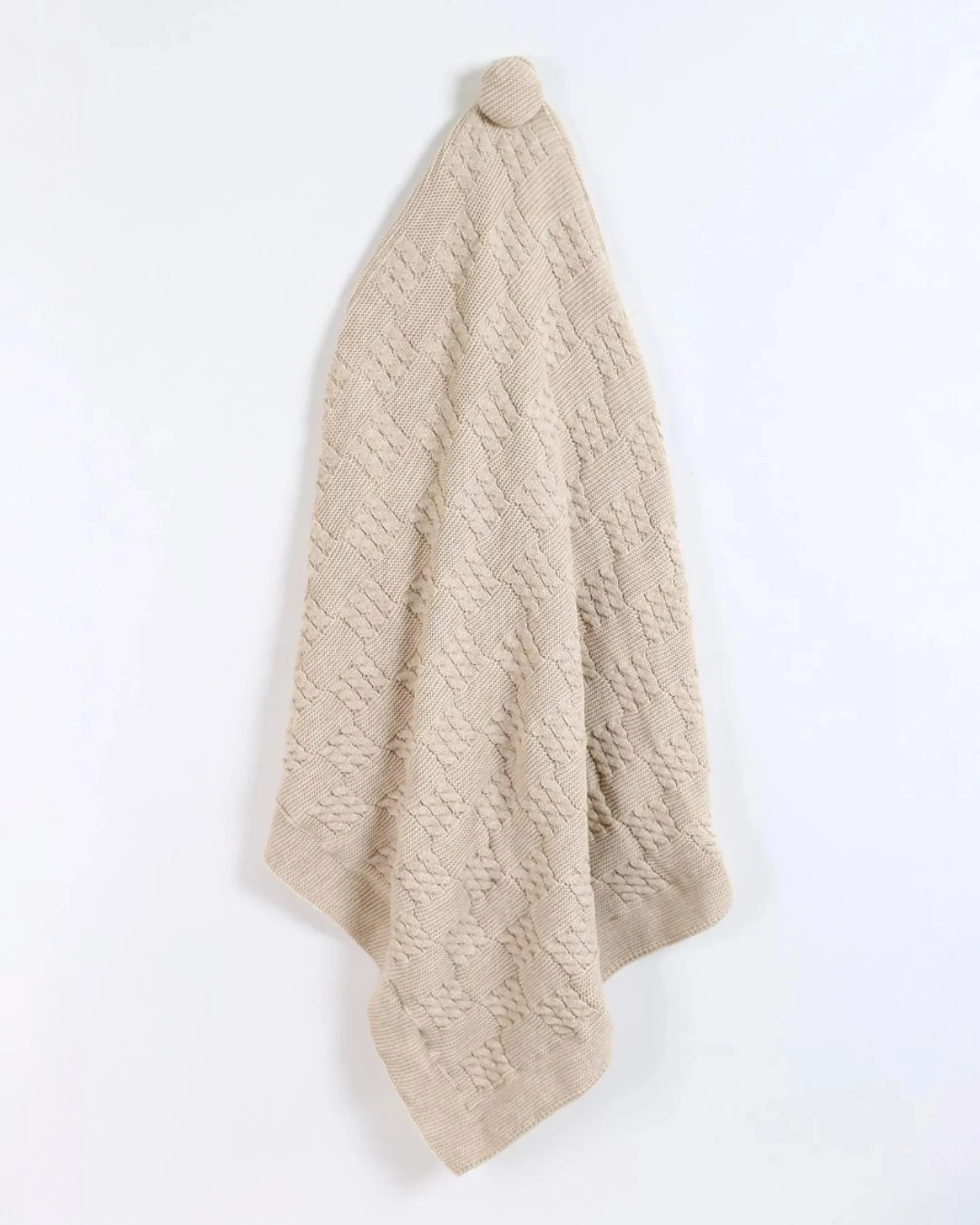 80x95 Cm İçi Peluş Dışı Trİko Örgü Bebek Battaniyesi R2353 - BEJ