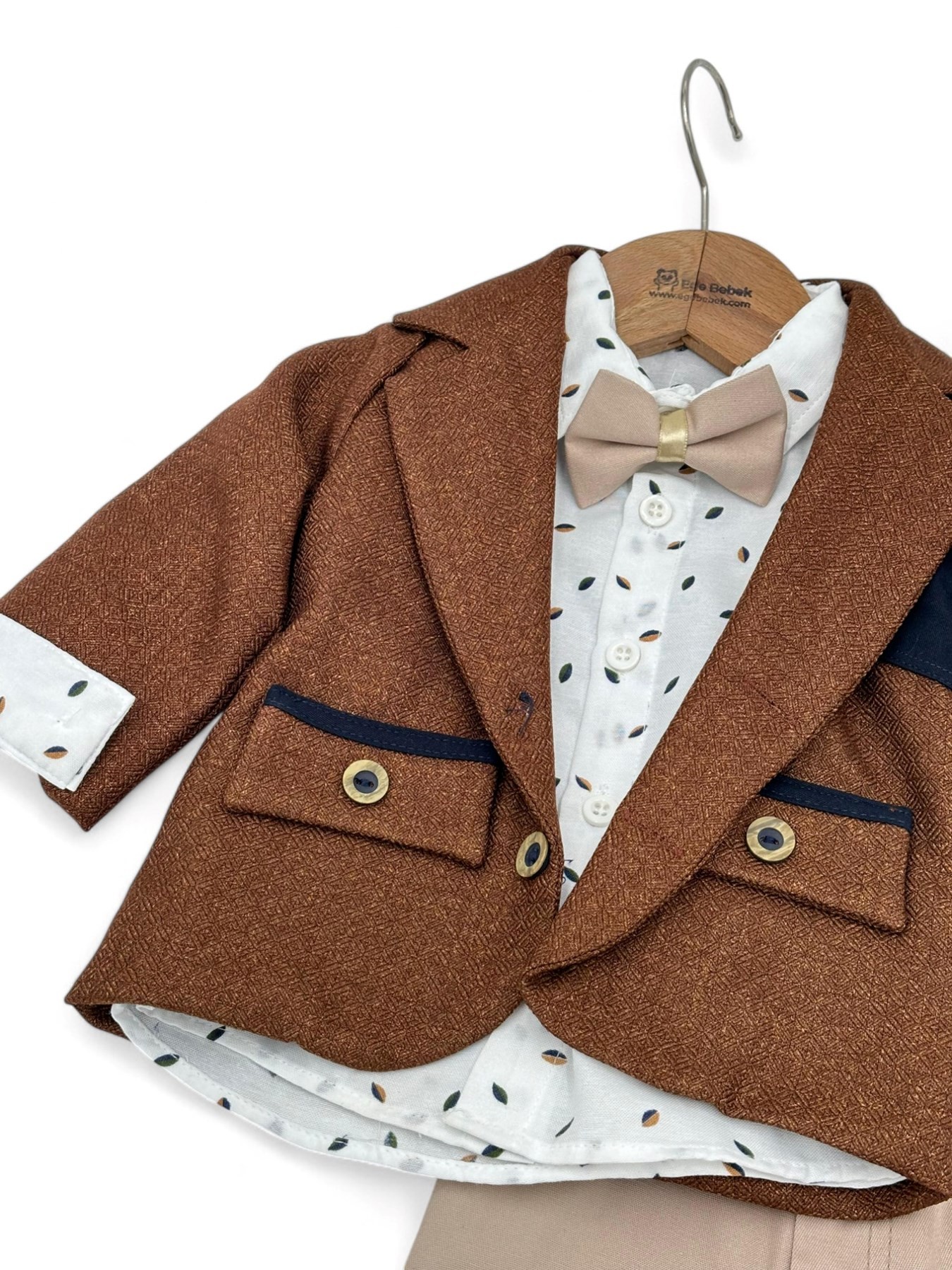 ERKEK BEBEK PAPYONLU CEKETLİ 3'LÜ  6-9-12-18-24 AY ŞIK  TAKIM ELBİSE /KETEN PANTALONLU TAKIM  R1478