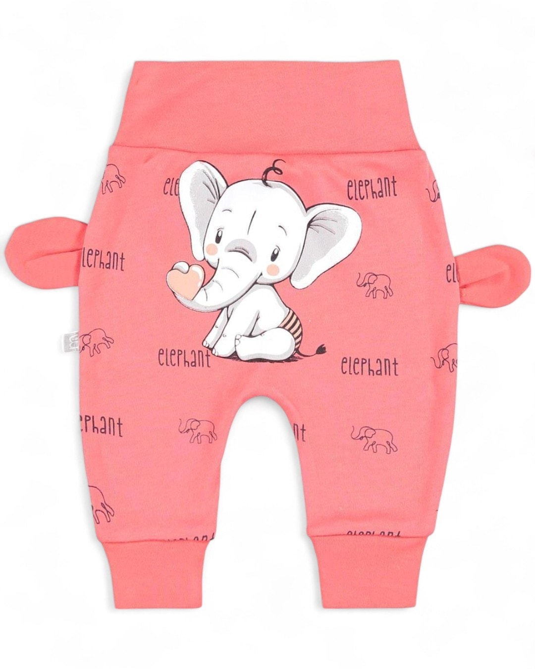 KIZ BEBEK YENİ DOĞAN FİL BASKILI MEVSİMLİK İNTERLOK 0-3-6-9-12 AY TEK ALT PİJAMA  TA24 - NAR ÇİÇEĞİ