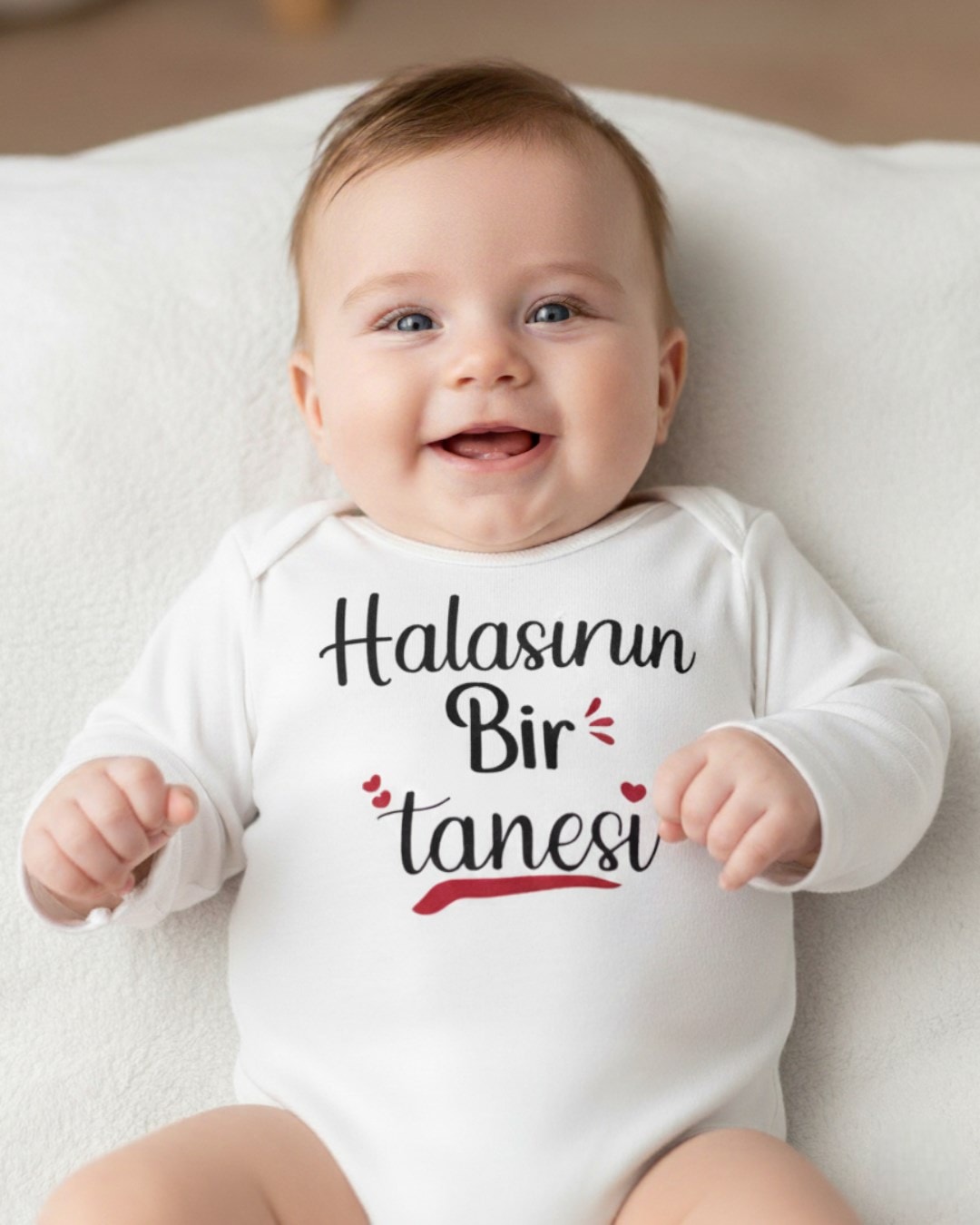 ".... Bir Tanesi" Baskılı Uzun Kollu, %100 Pamuklu Bebek Çıtçıtlı Body / Zıbın / Atlet R2271 - HALAM