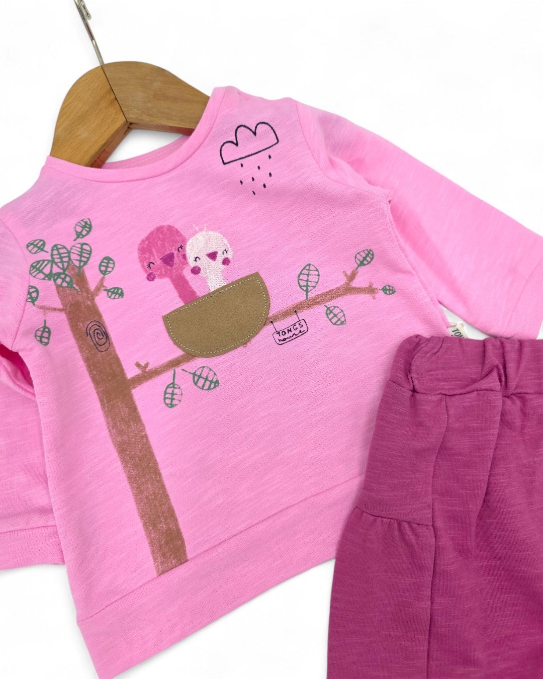 Kız Bebek ,Kuş Baskılı, Mevsimlik 6-36 Ay Arası Şık Bebek Takımı Premium Kalite R2059