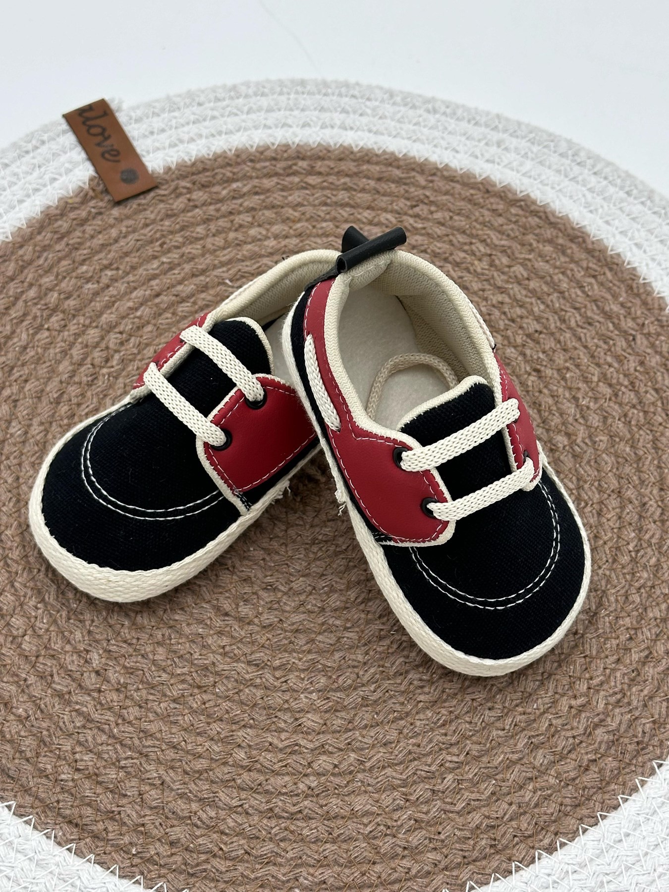 ERKEK BEBEK KLASİK ŞIK BEBEK PANDUF, EV AYAKKABISI 18-19 NUMARA  PF3 - BORDO-LACİVERT