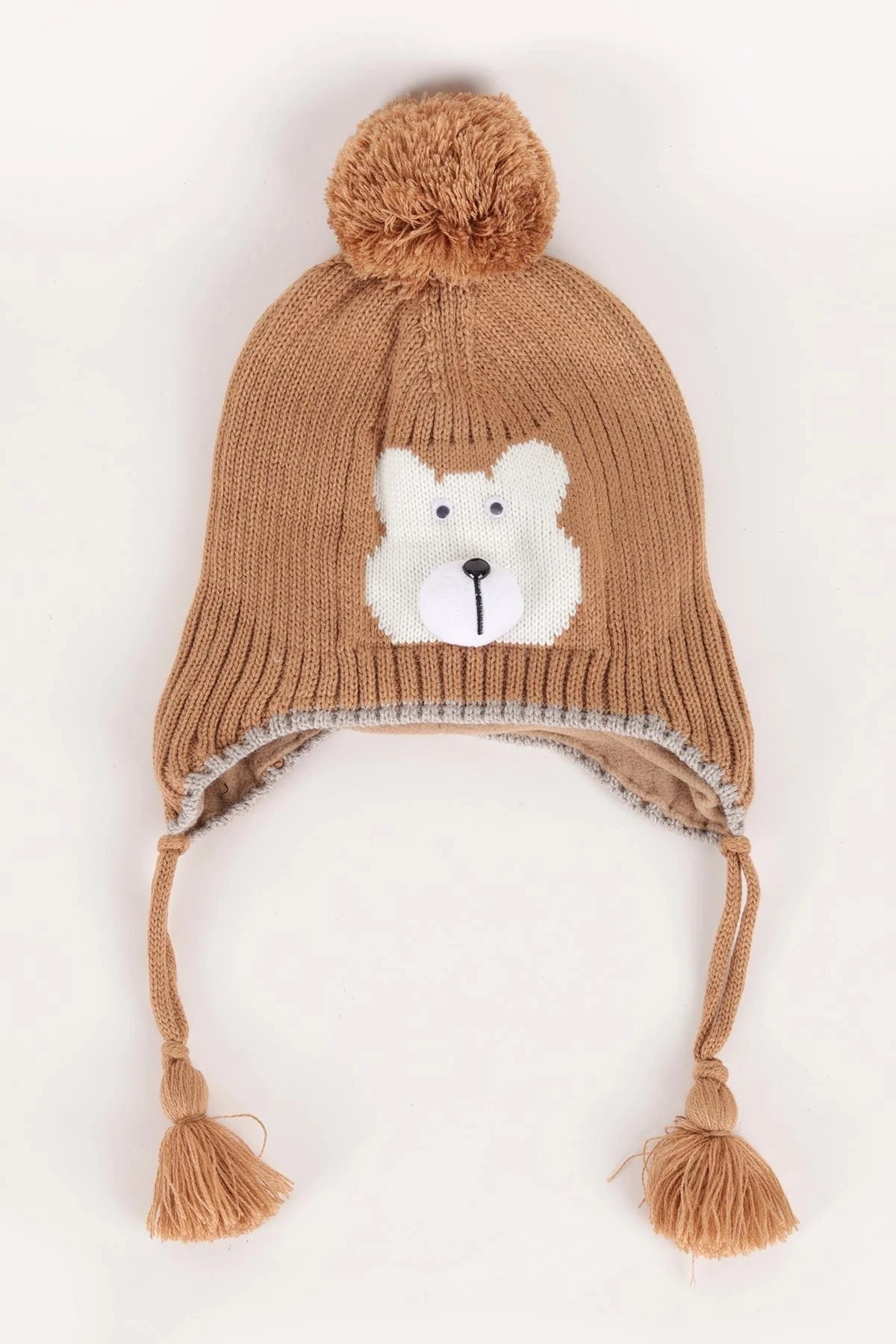 Erkek Çocuk 4-8 Yaş İçi Polarlı Triko Çocuk Beresi BR33 - KAHVERENGİ