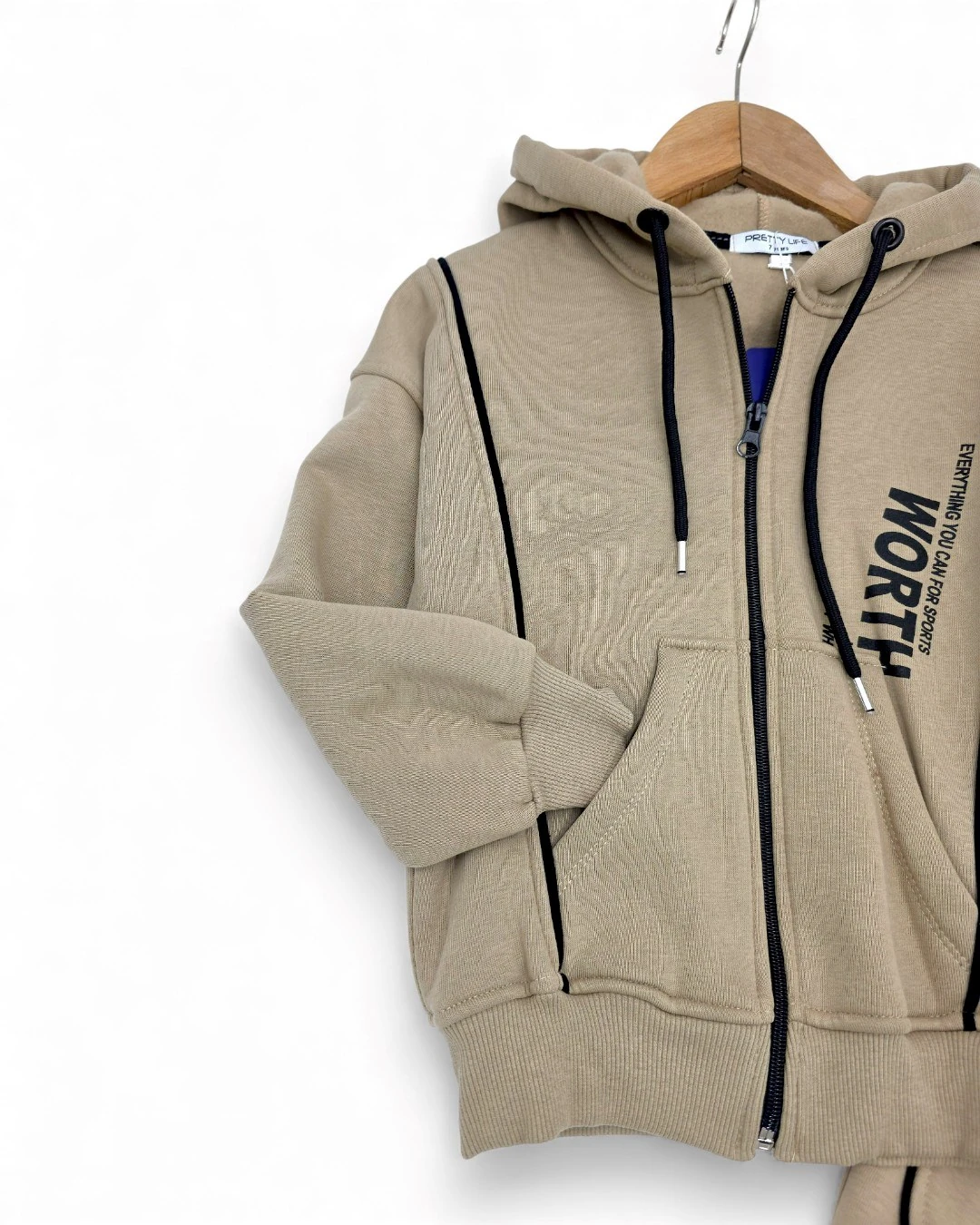 Erkek Çocuk Kışlık 3 İp Şardonlu Fermuarlı Ceketli 2'li Alt Üst Eşofman Takımı 6-13 Yaş R2412