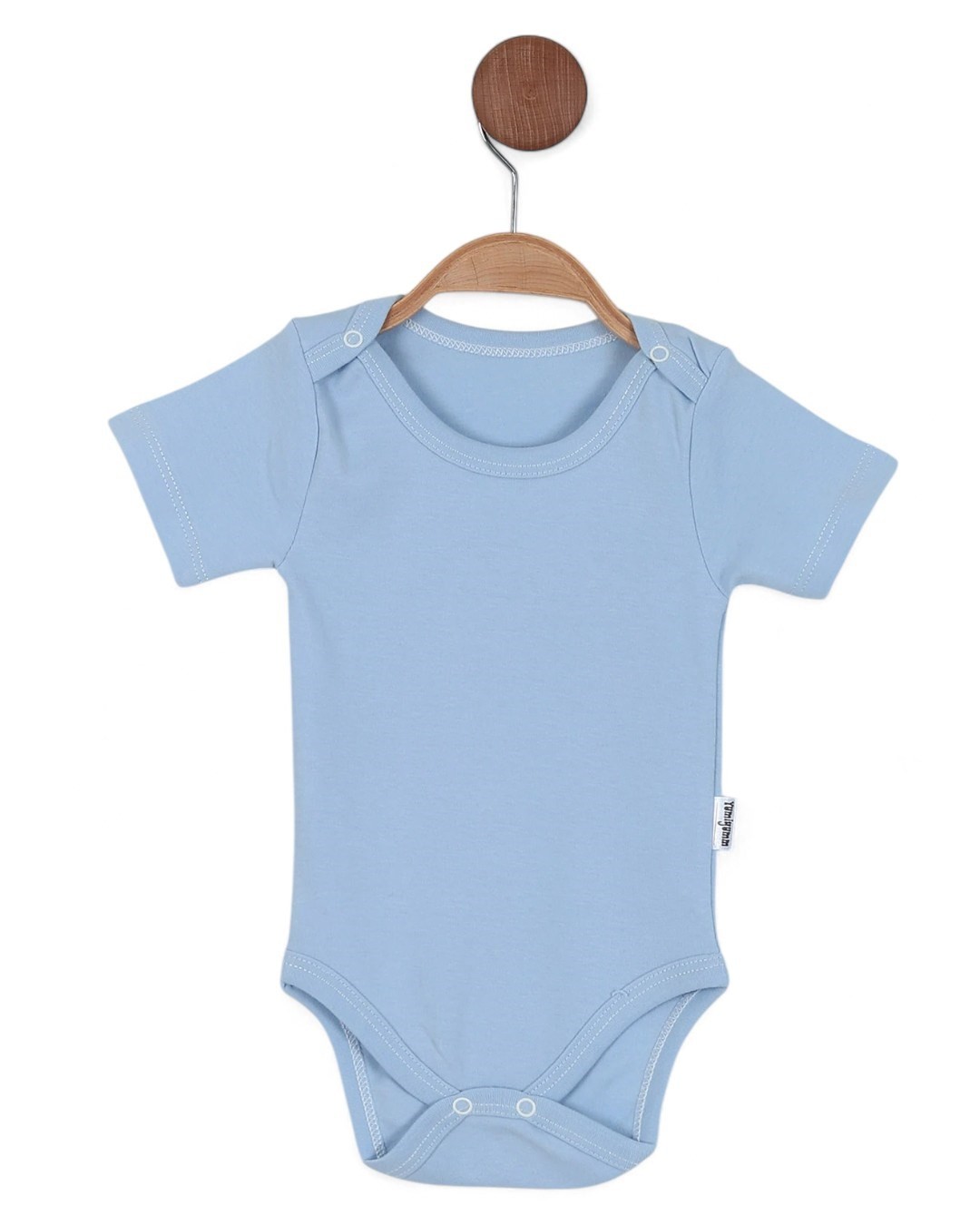 Yarım Kollu Düz Baskısız Bebek Çıtçıtlı Body, Zıbın, Atlet 0-3 Yaş R1051 - MAVİ