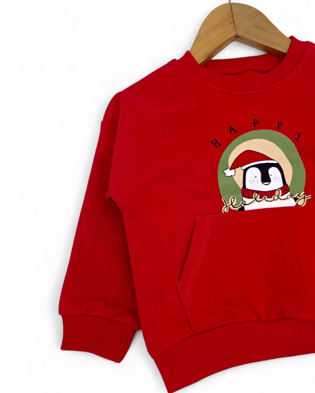 Erkek Çocuk 3 İp Şardonsuz Baskılı Kırmızı Sweatshirt ve Mavi Eşofman Altlı 2-3-4-5-6 Yaş Takımı 