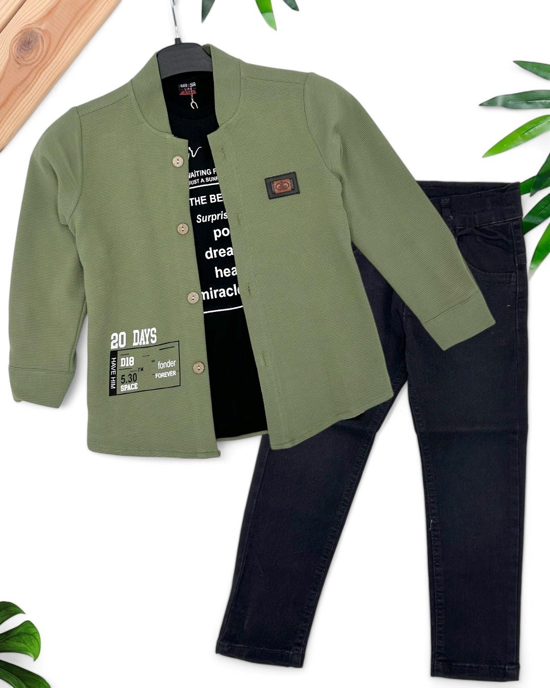 ERKEK ÇOCUK GÖMLEKLİ T-SHİRTLÜ KOT PANTALONLU 6-7-8-9- YAŞ ŞIK BAYRAMLIK KOMBİN R1662