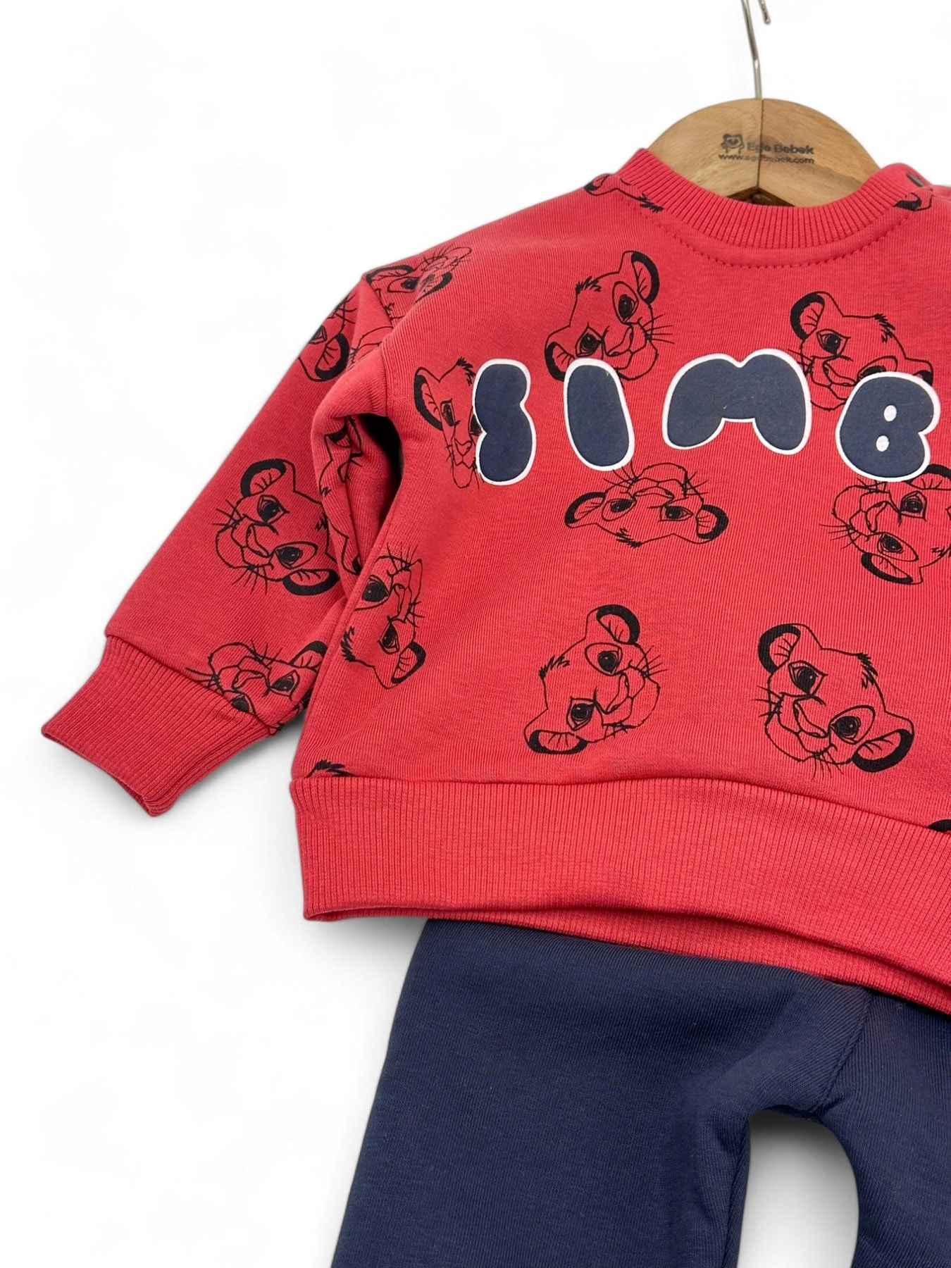 Erkek Çocuk Simba Baskılı 3 İp Şardonlu Kışlık 3-6-9-12-18 Ay Bebek Takımı R1452