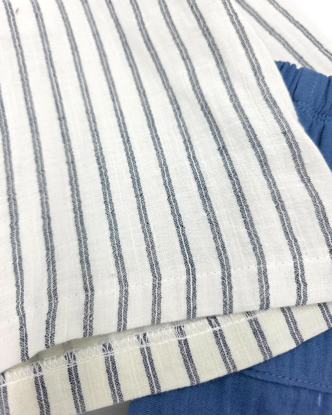 Erkek Bebek Çizgili Müslin Takım, İnce Kapüşonlu 6-9-12-18-24 Ay Müslin Takım R2347