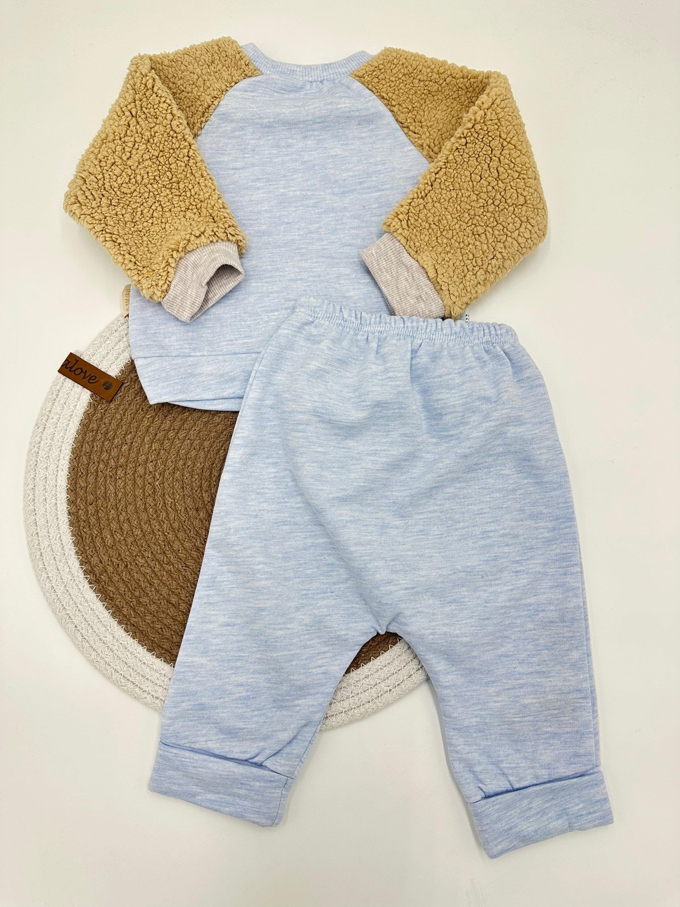 Erkek Bebek Şardonlu Welsoft Kol Detaylı Kışlık 2'li Baskılı Takım 0-3-6-9 Ay R1213