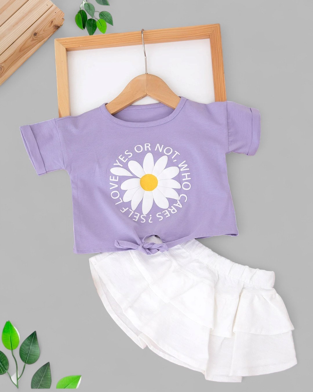 KIZ BEBEK PAPATYA BASKILI ETEKLİ 6-9-12-18-24 AY BEBEK TAKIMI OT68 - MOR