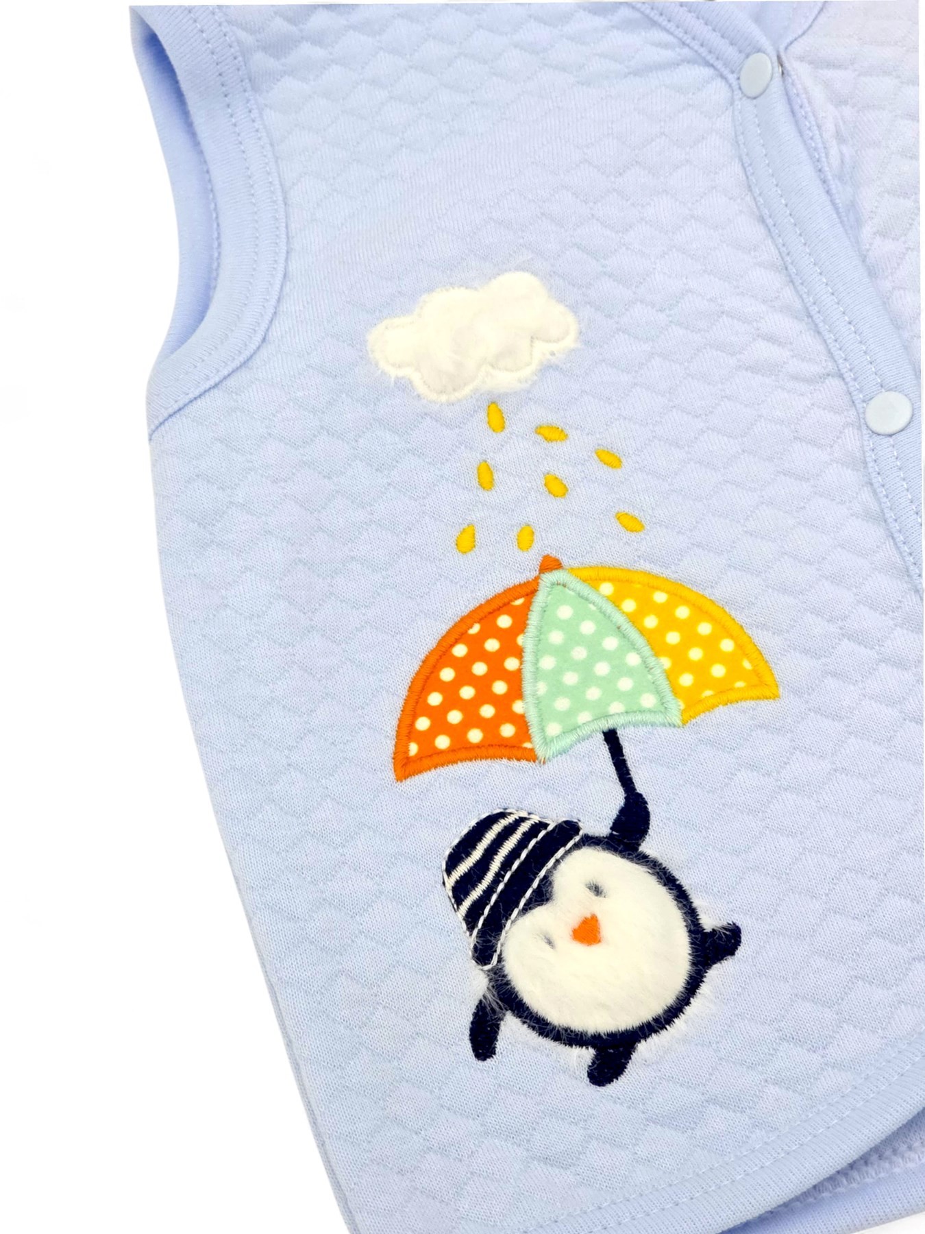 YENİ DOĞAN BEBEK 0-3-6-9-12 AY PENGUEN VE BALON DETAYLI YELEK R1902