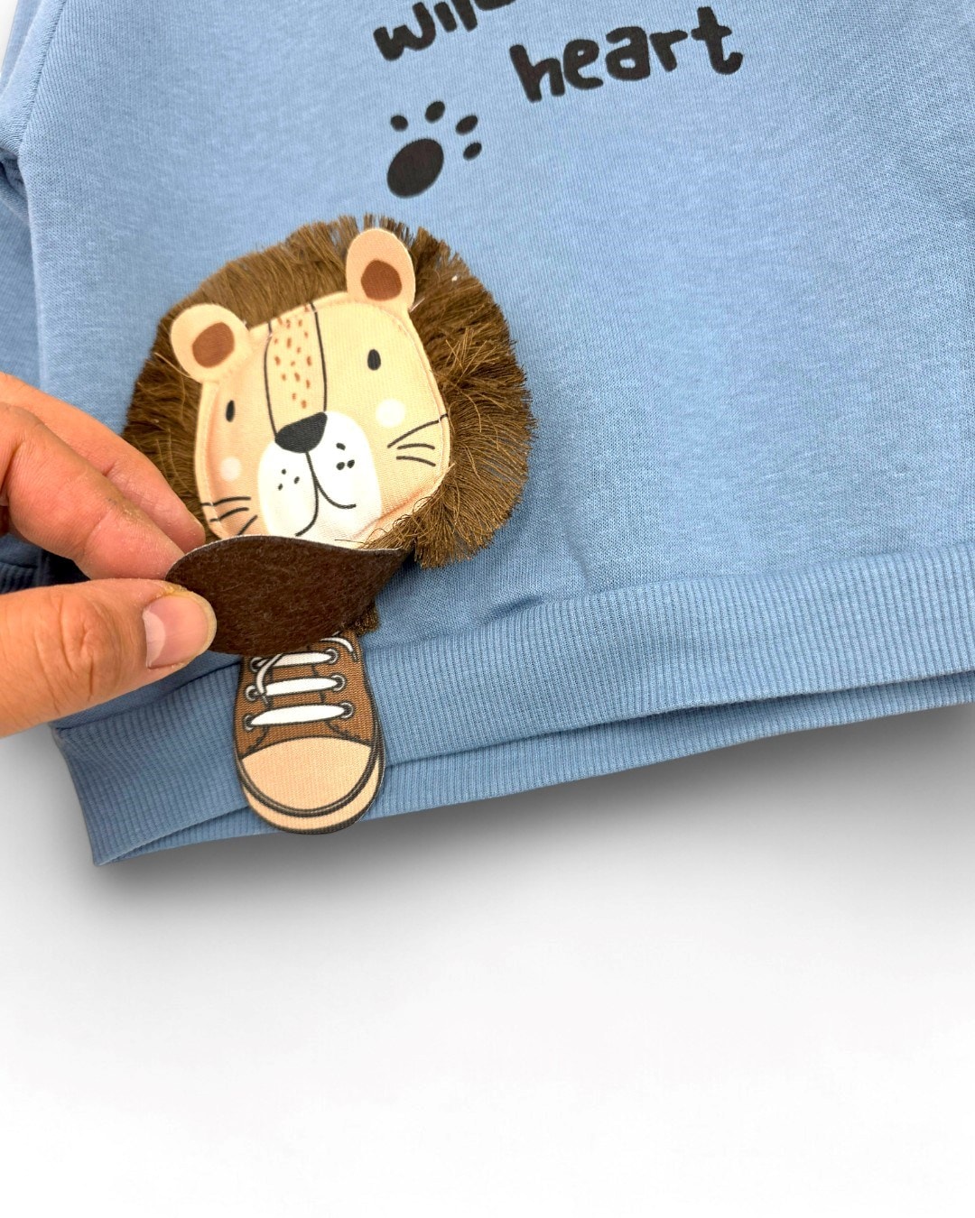 Erkek Bebek Yeleli Aslan Baskılı 6-9-12-18-24 Ay 3 İp Şardonlu Kışlık Alt Üst Takım R2311